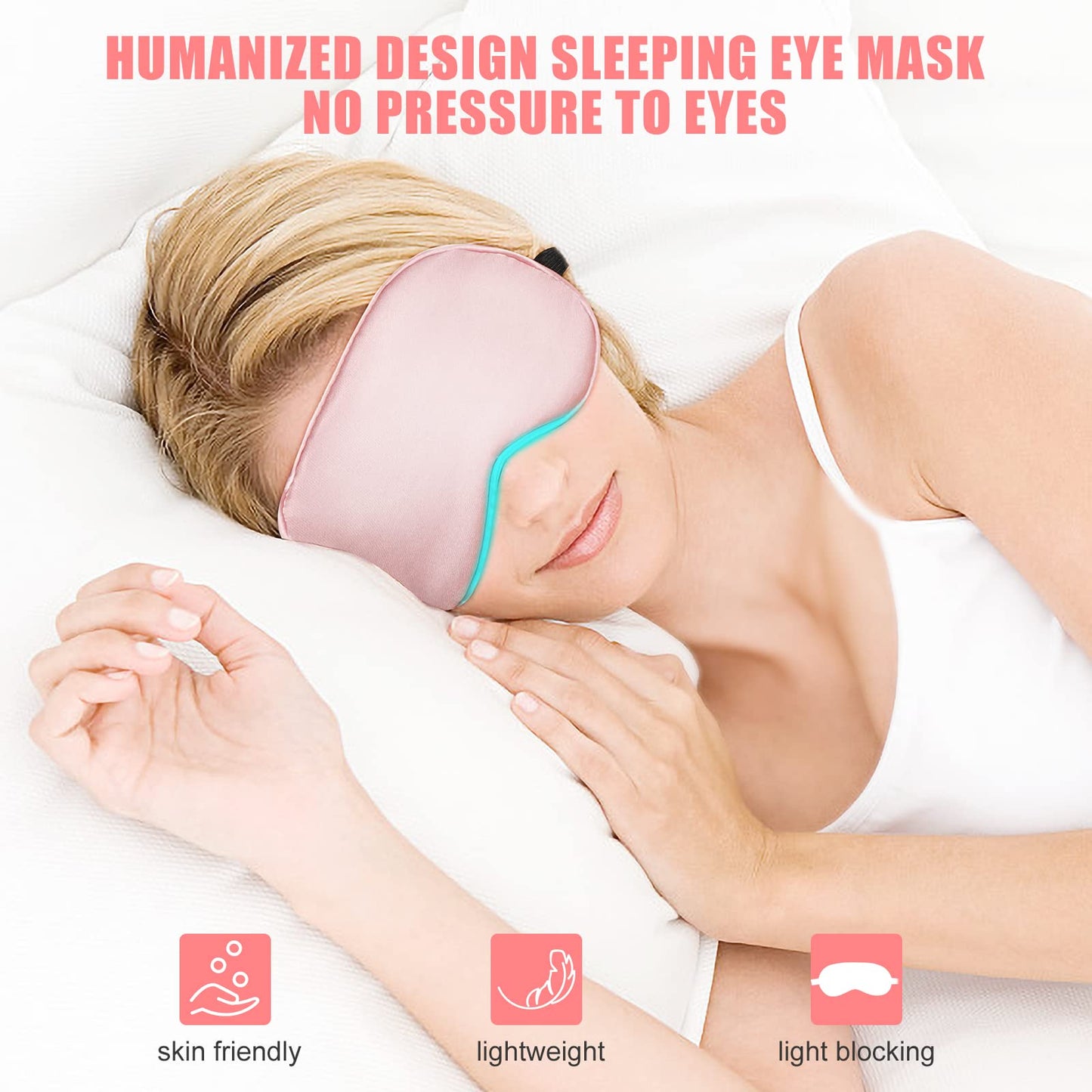 Cavoilu Cooling Eye Mask for Sleeping, Silk Sleep Mask w/Gel Eye Mask, Heated Eye Masks, Blindfold Eye Cover Women Sleeping Mask for Home, Office, Travel, Yoga, Medditation, Stocking Stuffers(Pink)