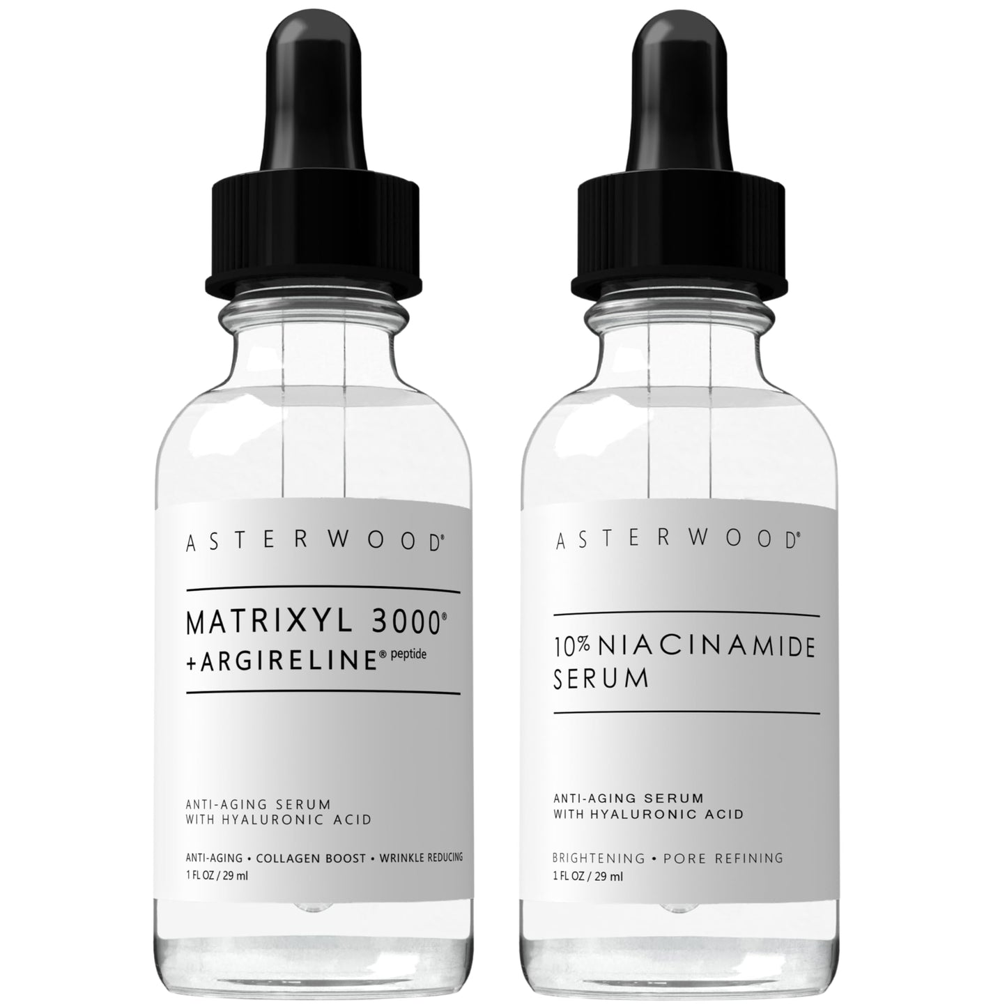 Asterwood Matrixyl 3000 + Argireline Serum 1 oz + 10% Niacinamide Serum 1 oz