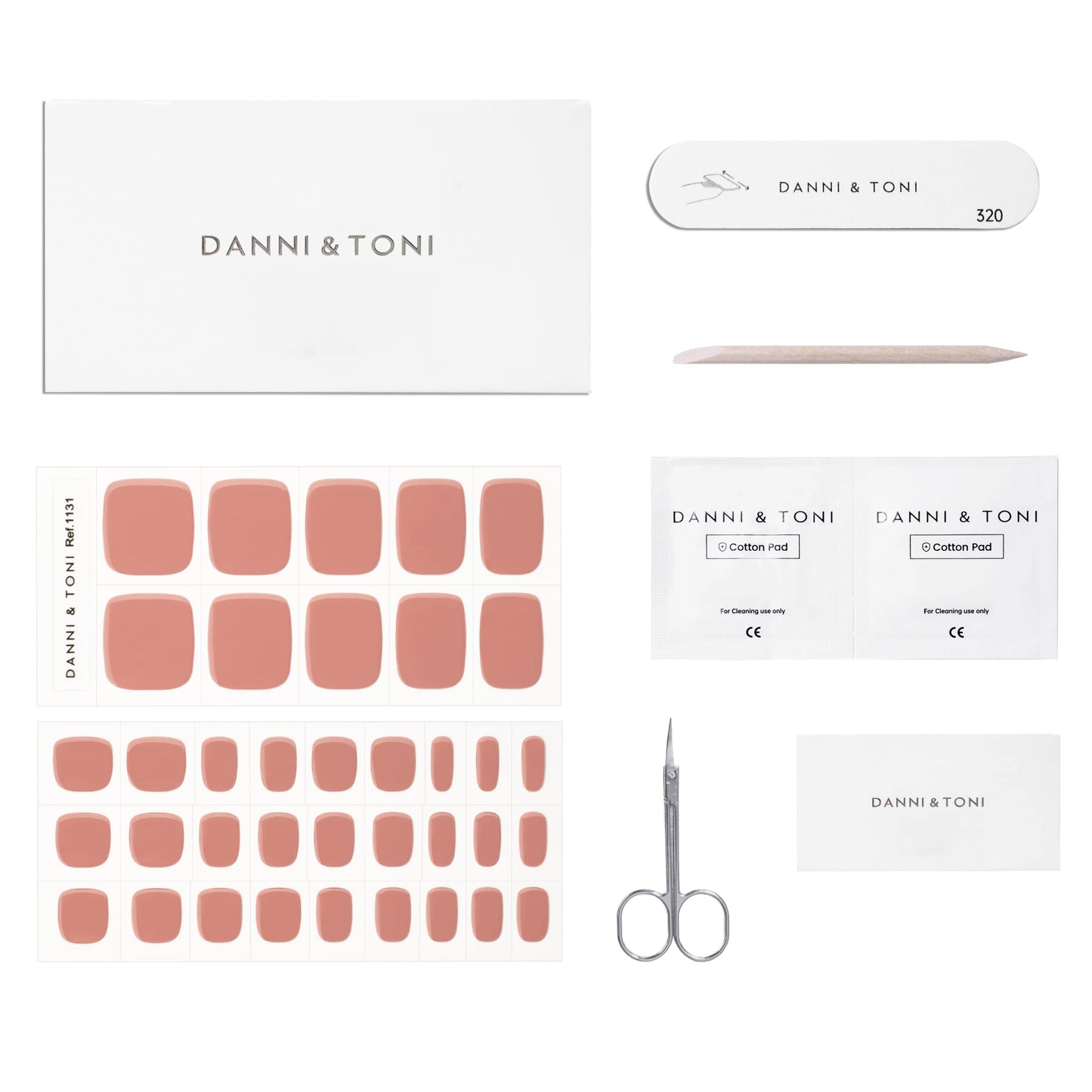 DANNI & TONI Semi Cured Gel Pedi Strips (Soft Blush) Nude Toenail Gel Nail Stickers Solid Color 37 Stickers