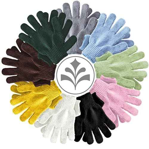 Temple Spring Exfoliating Glove, Rayon Bamboo Exfoliating Body Scrubber, Loofah Washcloth, Exfoliate Loofa Shower Scrubber, Body Exfoliator Scrub, Shower Loofah Bath Sponge - Coffee