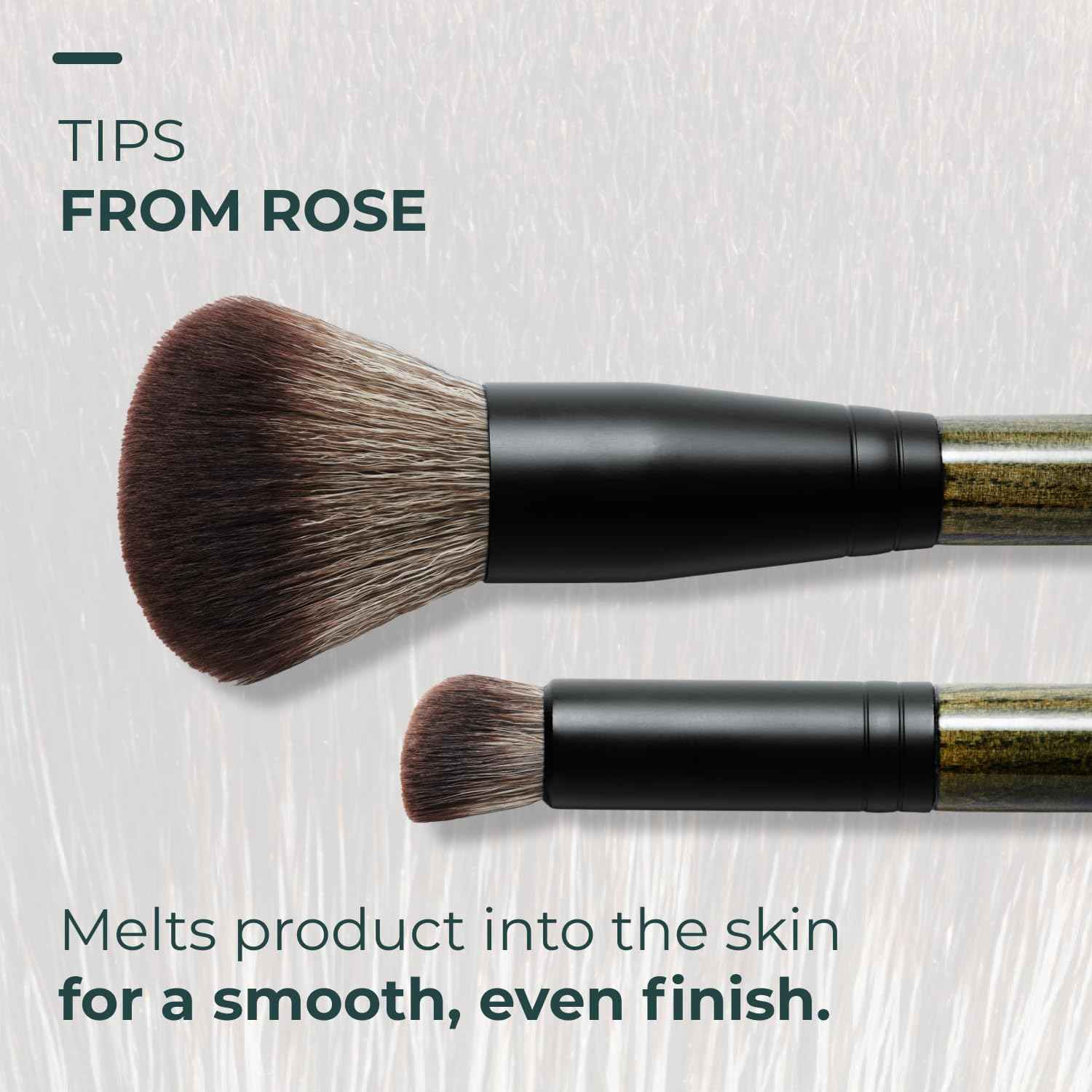 Rose and Ben Beauty D2 Concealer & Complexion Brush | Dual-Ended Design for Seamless Blending | Buffing & Setting for Cream, Liquid, and Powder Makeup | Cruelty-Free Fibers