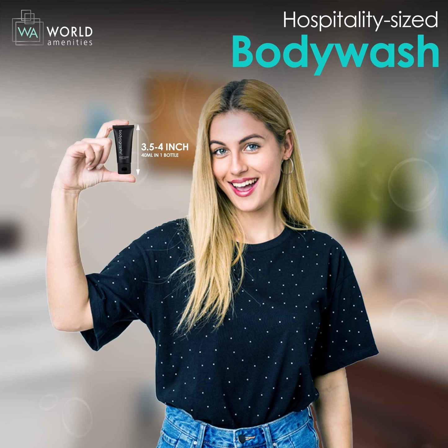 World Amenities - Bodyography - Bulk Body Wash | 50 Count, 1.4oz | Lavender Peppermint, Mini Travel Size Toiletries (100% Recyclable Tube with Flip Top Cap) Hotel Amenities.