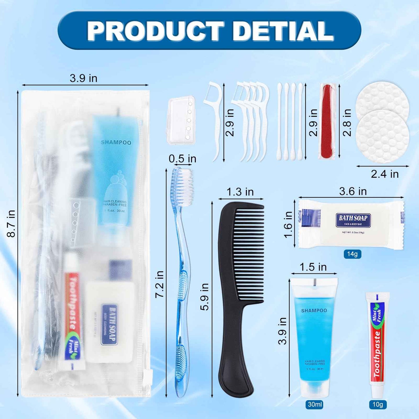 HQSLsund Basic Toiletry Kits, Individually Packed, Personal Hygiene Kit Bulk Homeless Care Package Supplies Travel Size Toiletry Kit for Men Women Charity Reusable Toiletry Bag (Pack of 10)