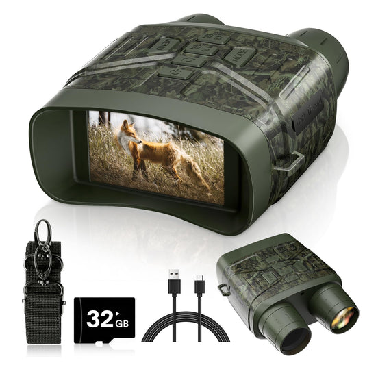 HEXEUM Night Vision Goggles - 4K Night Vision Binoculars for Adults, 3'' HD Screen Binoculars can Save Photo and Video with 32GB TF Card, Camouflage, NV4000C