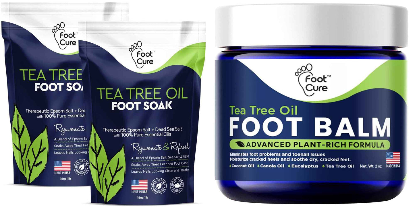 Tea Tree Oil Foot Soak with Epsom Salt - Best Toenail Fungus Treatment, Athletes Foot & Softens Calluses For Dry Cracked Feet - Instantly Hydrates & Soothes Irritated Skin & Athletes Foot