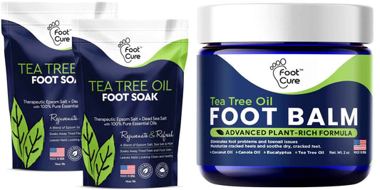 Tea Tree Oil Foot Soak with Epsom Salt - Best Toenail Fungus Treatment, Athletes Foot & Softens Calluses For Dry Cracked Feet - Instantly Hydrates & Soothes Irritated Skin & Athletes Foot