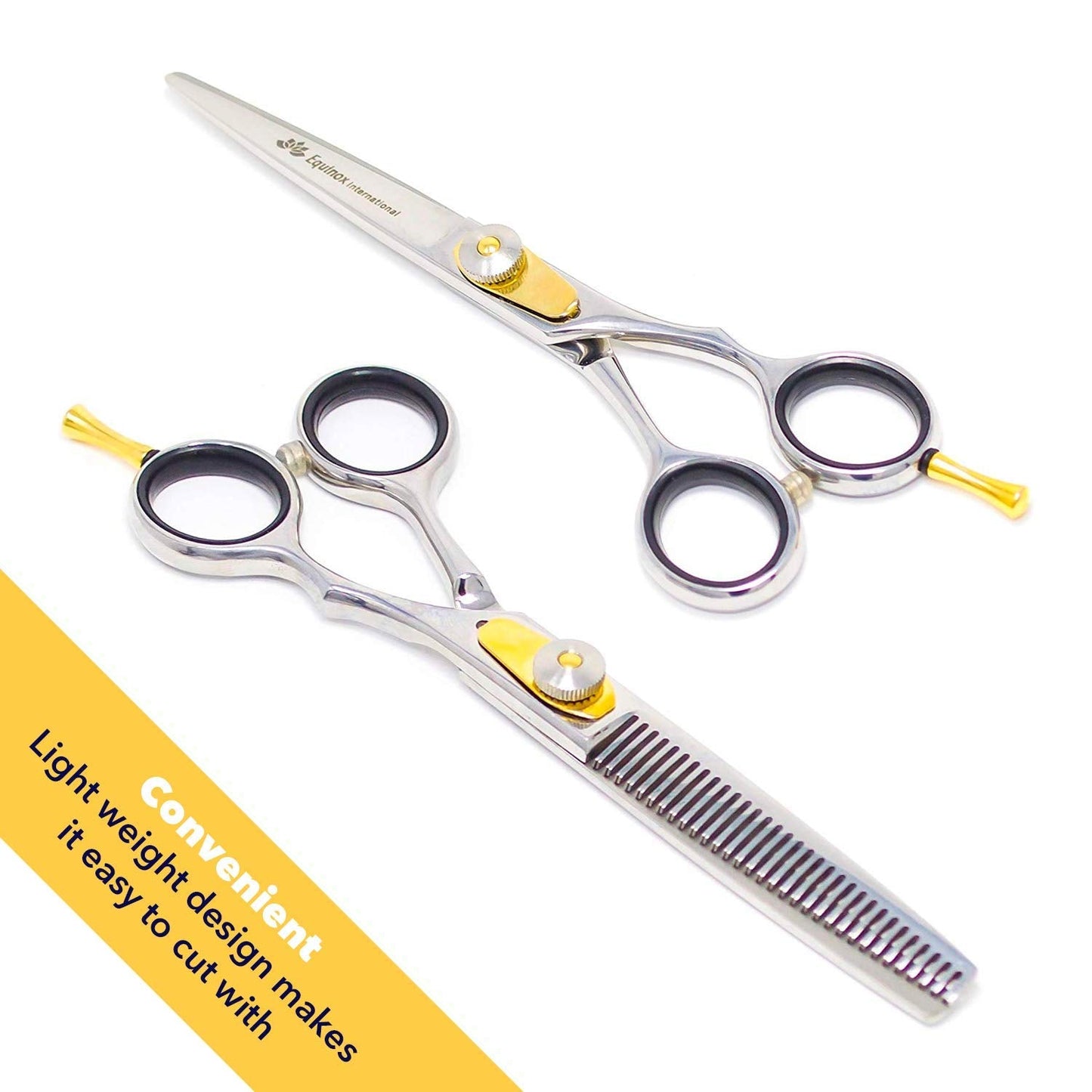 Equinox International, Professional Razor Edge Series - Hair Cutting And Thinning/Texturizing Scissors/Shears Set - 6.5 Inches - Stainless Steel