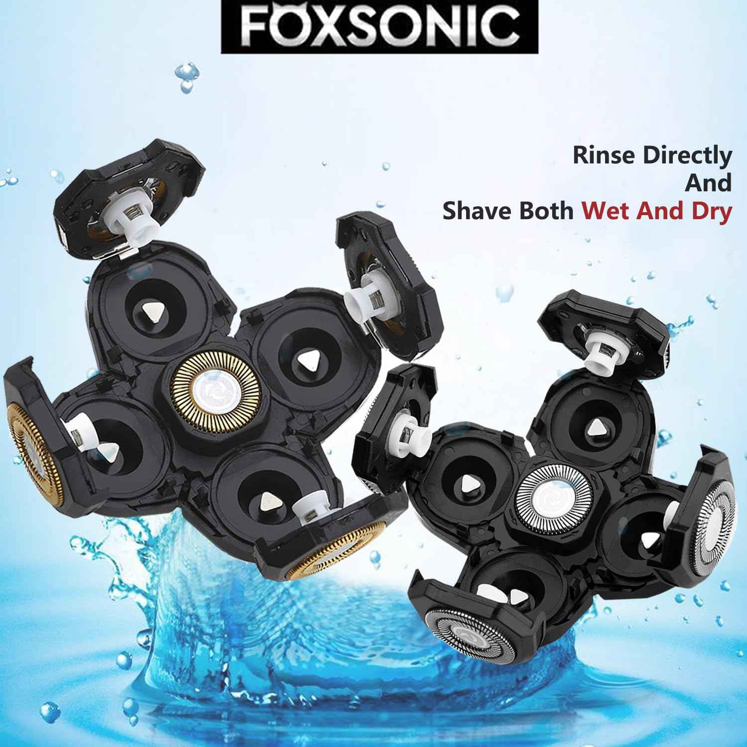 FOXSONIC 3 Pcs 5 Blades Universal Head Shaver replacement Heads for Head Shaver, Compatible mainstream shaver brands, head shaver replacement blades, Electric shaver replacement heads