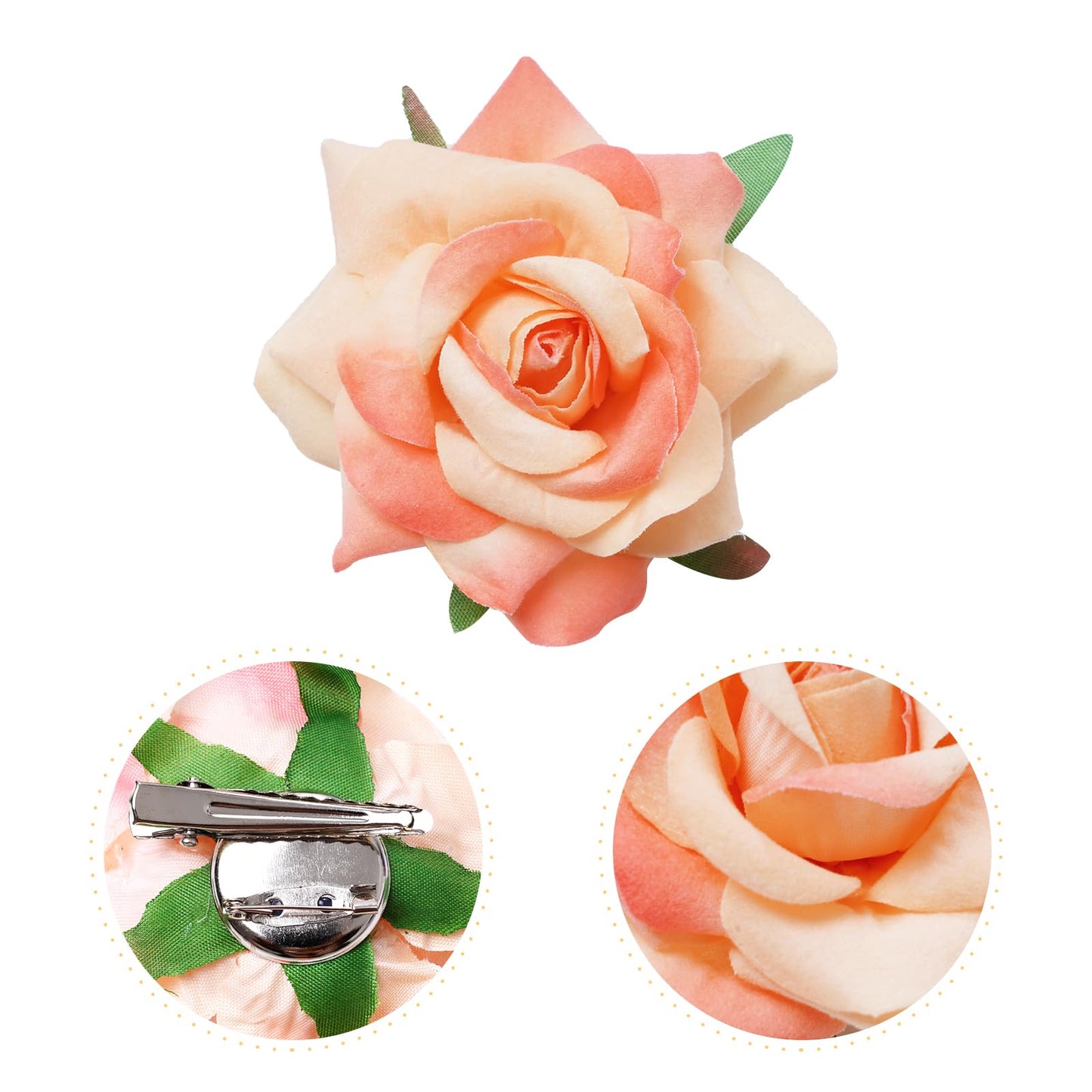 Topbuti 8 Pcs Rose Hair Clip Flower Hairpin Rose Brooch Floral Clips, 2.75" Rose Flowers Mexican Hair Flower Pin up Headpieces for Woman Girl Halloween Wedding Valentine Mother's Day Gift (Orange)