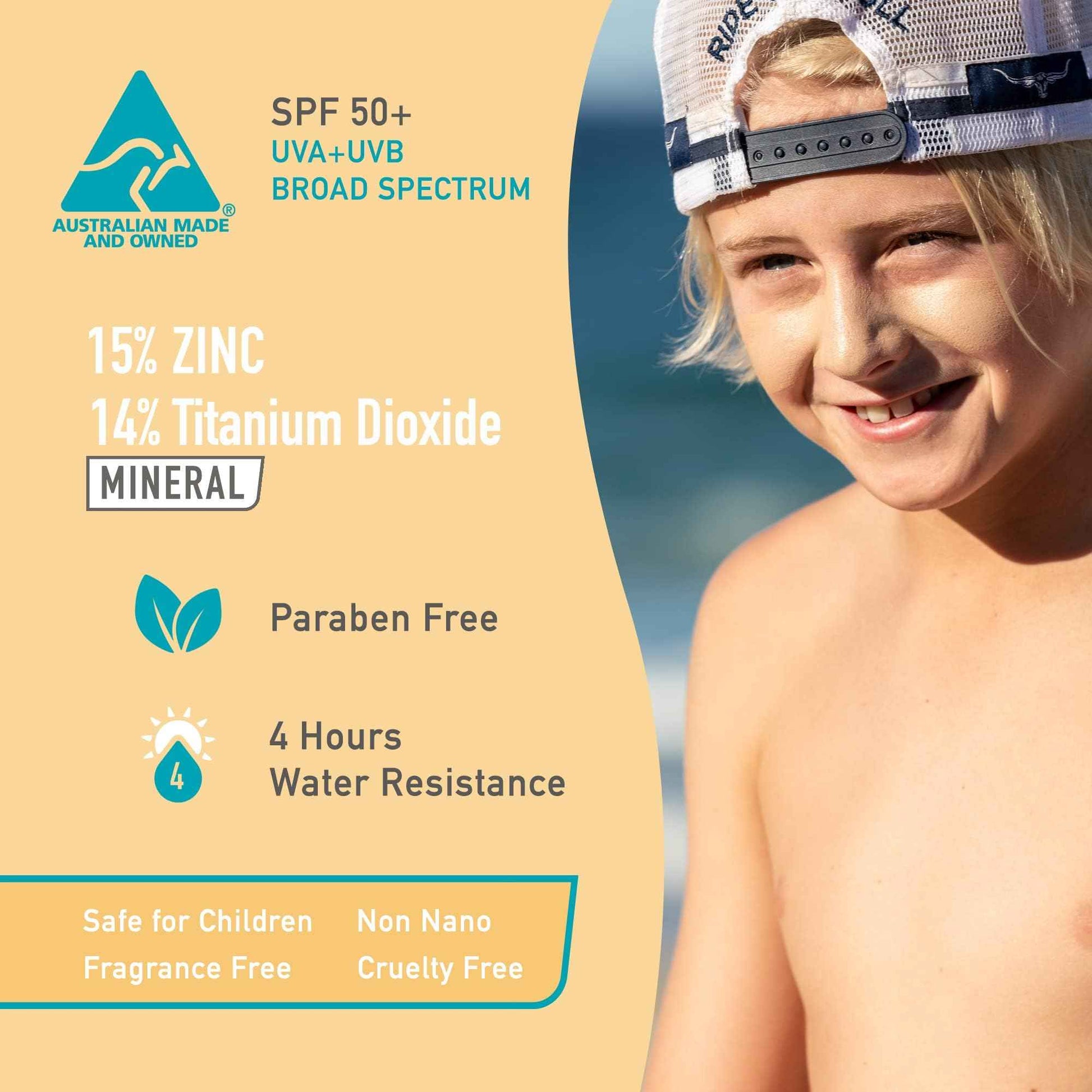 Sun Zapper Zinc Oxide Sunscreen Stick SPF 50+ Light Skin Tone – 4-Pack (0.42 oz each) – Water-Resistant Mineral Sunblock with Vitamin E & Aloe Vera – Made in Australia