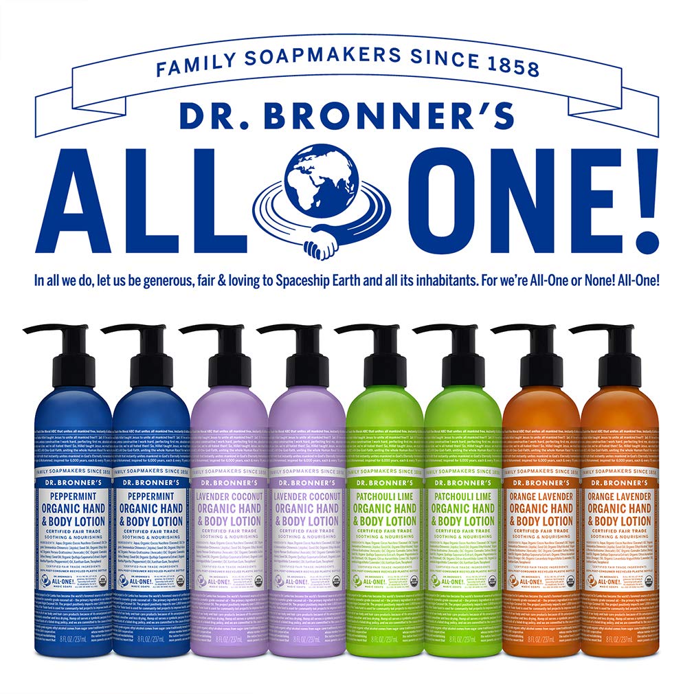 Dr. Bronner's - Organic Lotion (Lavender Coconut, 8 Ounce) - Body Lotion and Moisturizer, Certified Organic, Soothing for Hands, Face and Body, Highly Emollient, Nourishes and Hydrates, Vegan, Non-GMO