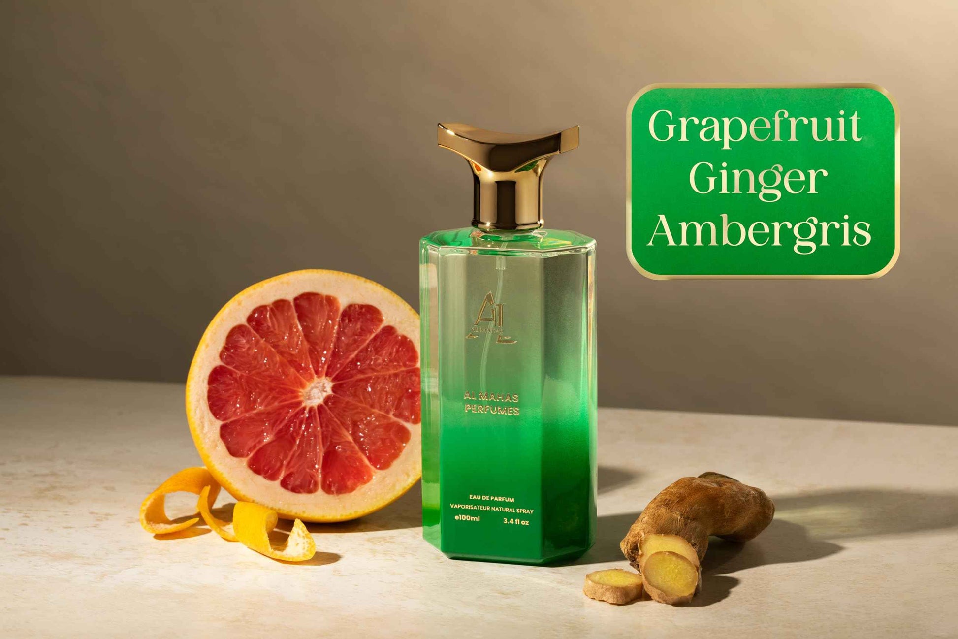 AL MAHAS Citrus Lime Perfume - Eau de Parfum 100 ml (3.4 Oz) Long Lasting Fresh Unisex Perfume, Citrus & Lime Cologne. Notes: Fresh ginger, Grapefruit, Labdanum, Ambroxan, Cascalone, Ambergris