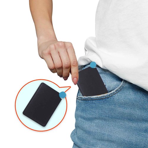 Abvsdu 2 Pcs Pocket Mirror, Stainless Steel Makeup Mirrors Credit Card Mirrors Small Compact Purse Mirror Rectangular Handheld Travel Makeup Mirrors with Leather Case Holder for Women Men (Black)