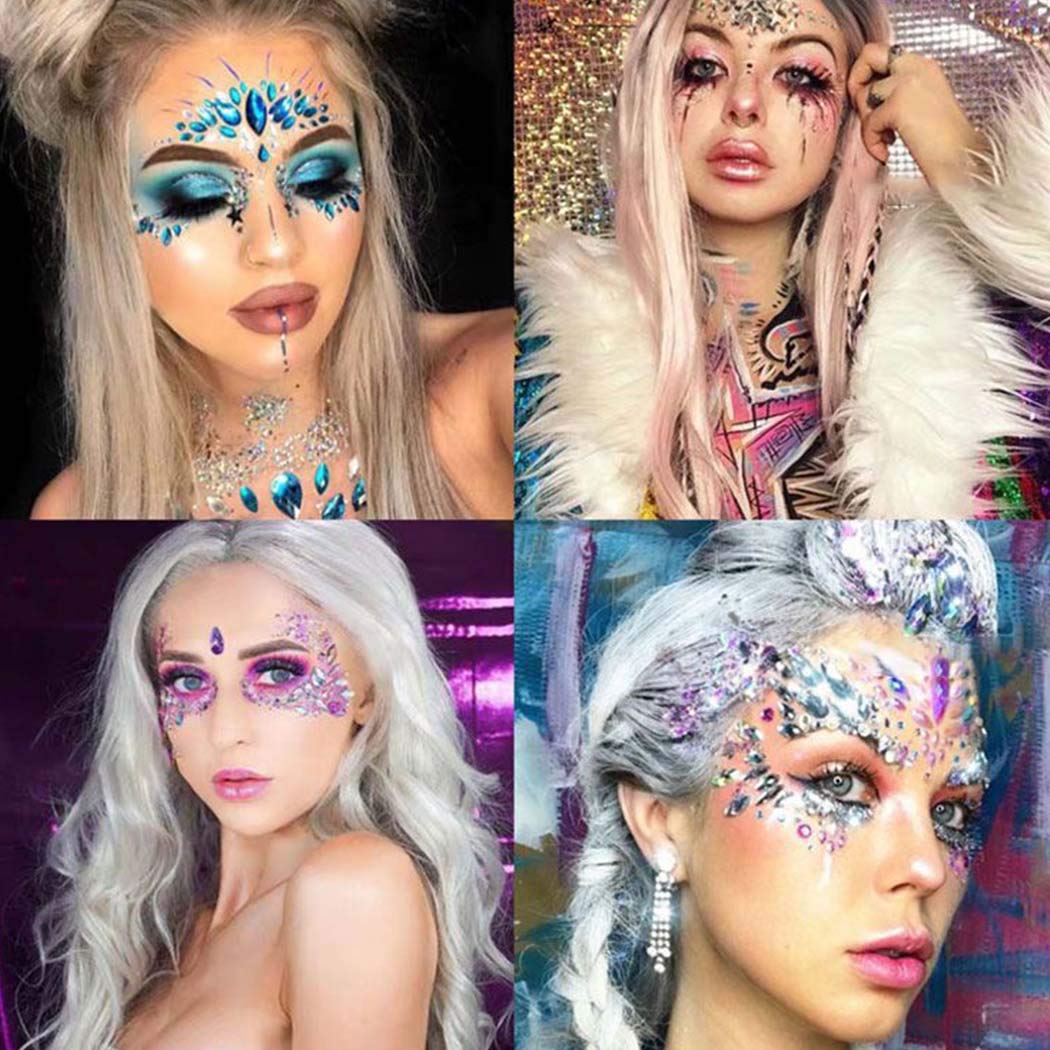 Ludress Colorful Face Stickers Crystal Face Glitter Face Gems Mermaid Body Jewels for Women and Girls (Multi-colored12)