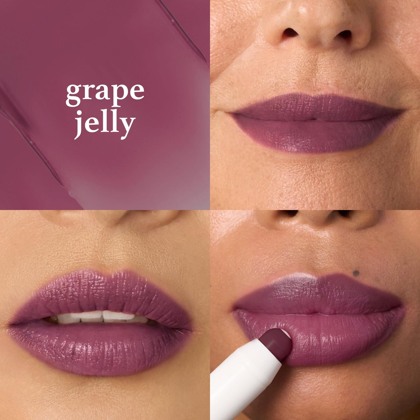 Julep Eyeshadow 101 Crème to Powder Waterproof Eyeshadow Stick, Champagne Shimmer & It's Balm Lip Balm Crayon, Full-Coverage Lipstick & Lip Moisturizer with Semi Gloss Finish, Grape Jelly