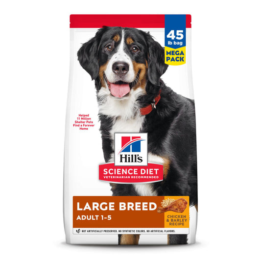 Hill's Science Diet Large Breed, Adult 1-5, Large Breed Premium Nutrition, Dry Dog Food, Chicken & Barley, 45 lb Bag