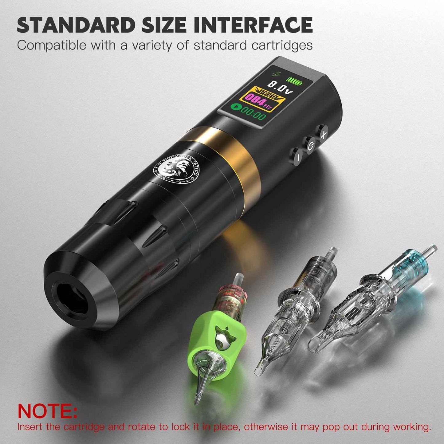 Wormhole Tattoo 58Pcs Complete Tattoo Gun Kit - Aluminum Alloy LED Smart Tattoo Pen Wireless Tattoo Machine with 1800mAh Battery for Tattoo Beginners - Black WTK313