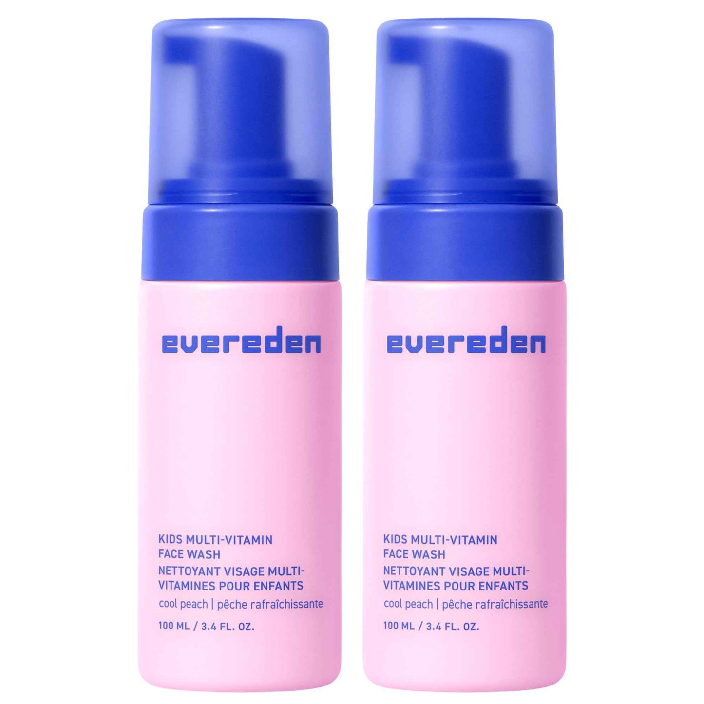 Evereden Kids Face Wash: Cool Peach, 3.4 fl oz. | Gentle Skin Care | Non-toxic and Clean Ingredients | Multi-Vitamin Skin Care for Kids | Pack of 2