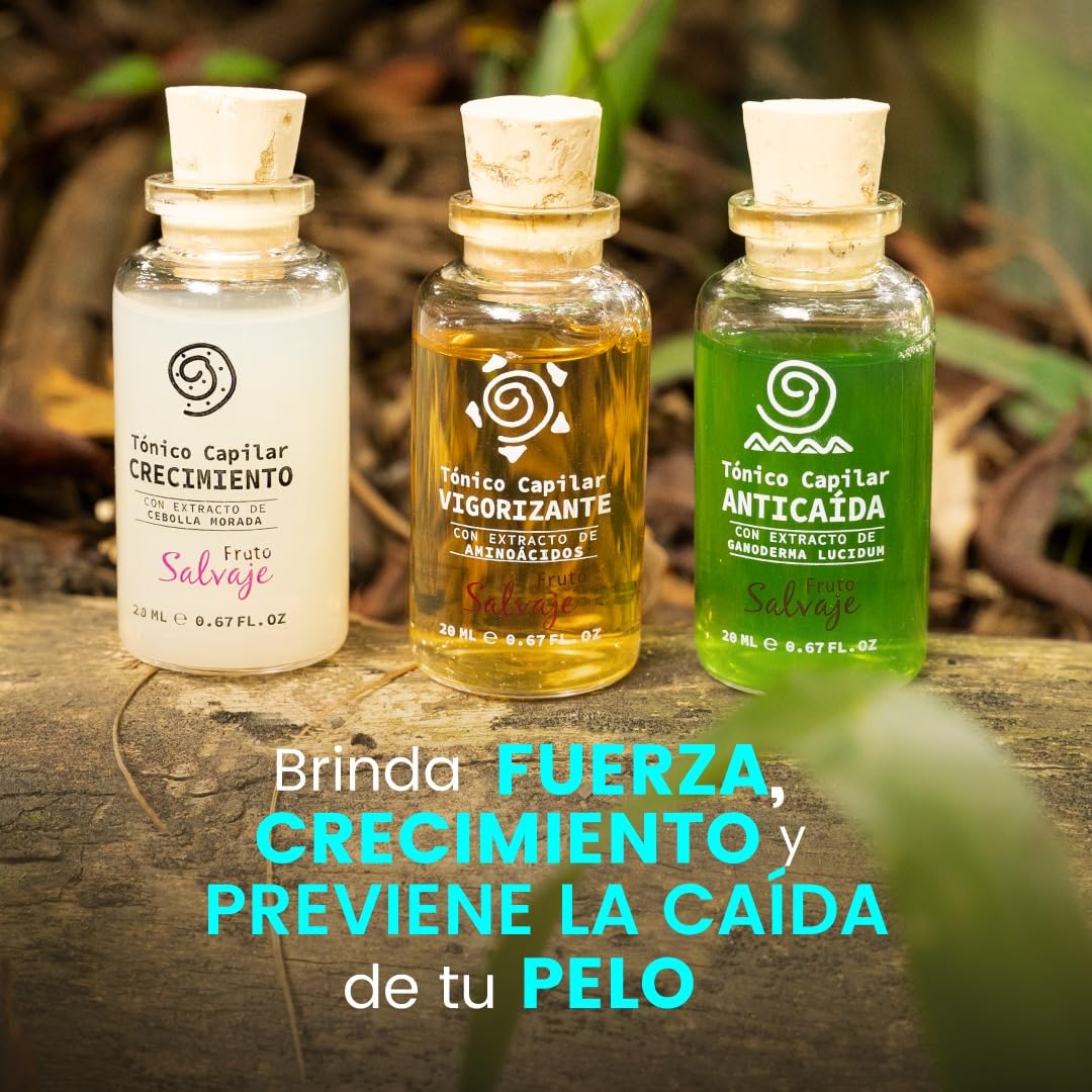 Fruto Salvaje Pack Tónicos Capilares Crecimiento - Anticaida - Vigorizante 3 Pack Solución capilar con ingredientes naturales promueve el crecimiento detiene la caida severa Hair Care Colombia 0.67 oz