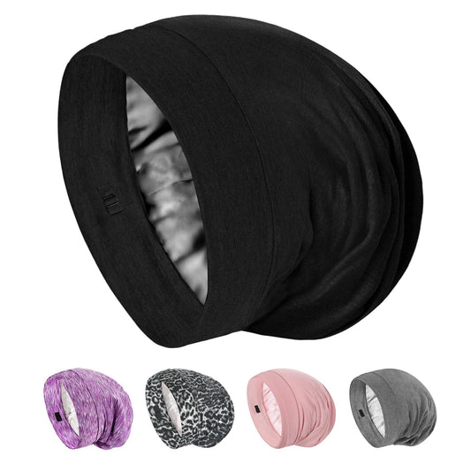 SOLZEK Mulberry Silk Bonnet for Sleeping Hair Wrap Men Women Curly Adjustable Night Cap for Natural Hair Anti Frizz Stay on