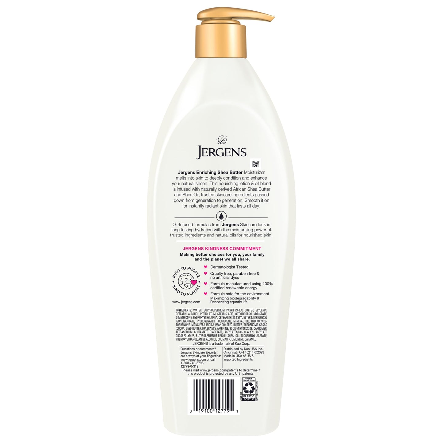 Jergens Hand and Body Lotion, Pure Shea Butter Deep Conditioning Body Moisturizer, Dermatologist Tested, 26.5 oz