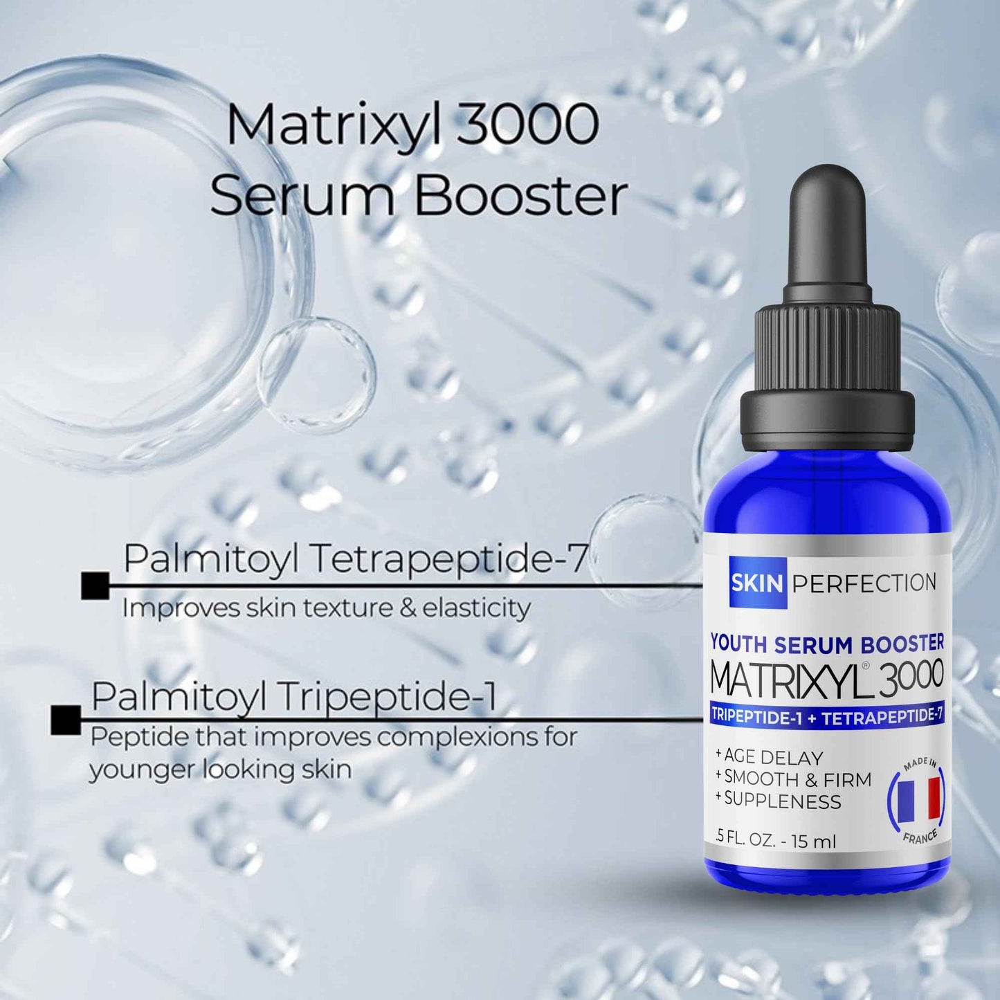 Skin Perfection Matrixyl 3000 Serum for Face Anti Aging - Face Serum for Women Anti Aging with Palmitoyl Tripeptide-1 Tetrapeptide 7 for Wrinkles & Fine Lines - Mix with Any Skincare Product - 0.5oz