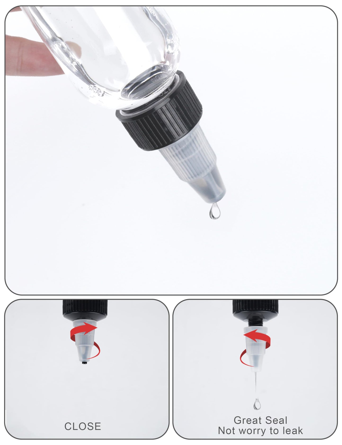 EOSAU 6 Pcs 1oz Plastic Squeeze Bottles with Twist Top Cap, 30ml Clear Dispensing Bottles, Empty Squirt Bottle for Liquids, Sauces, Arts, Crafts, Travel