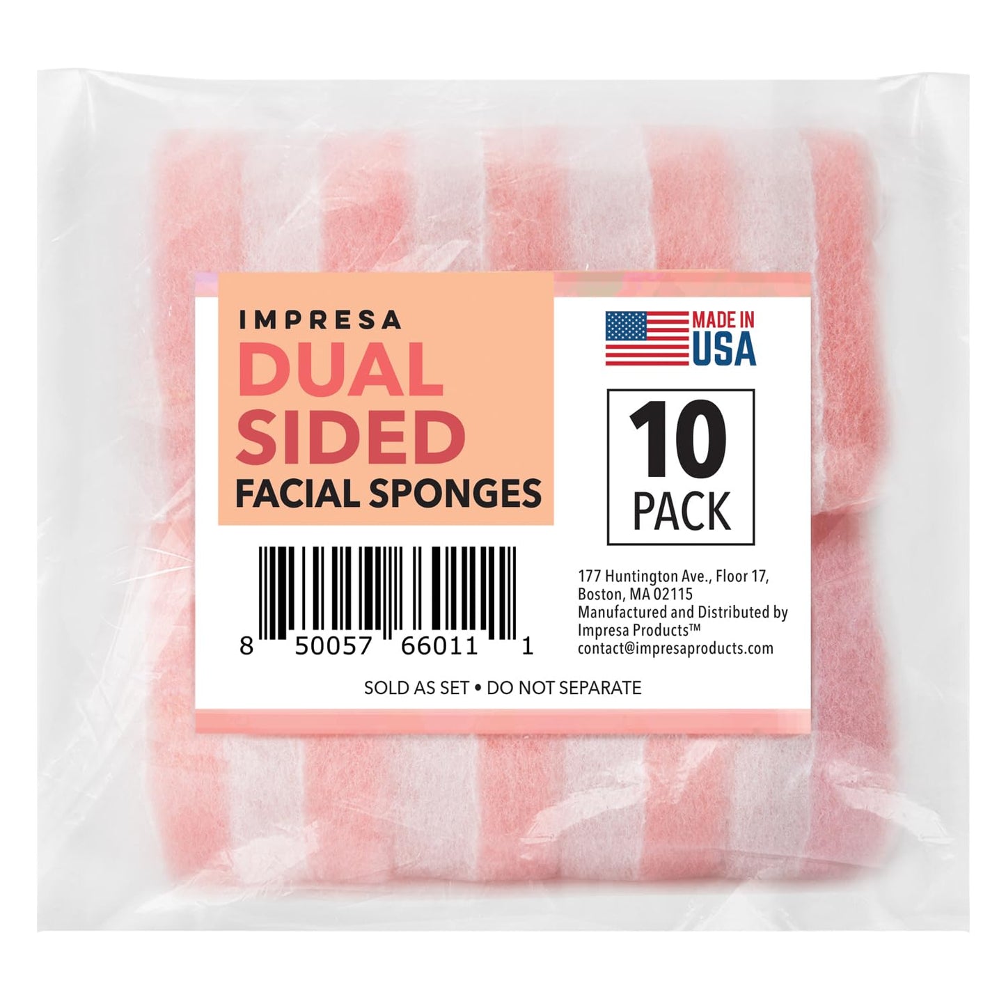 10 Pack Dual Sided Thick Facial Sponge for Daily Deep Cleansing, Gentle and Regular Exfoliating - Buff Facial Sponge Pads for Removing Dead Skin, Dirt, and Makeup - Made in USA (Normal to Oily)