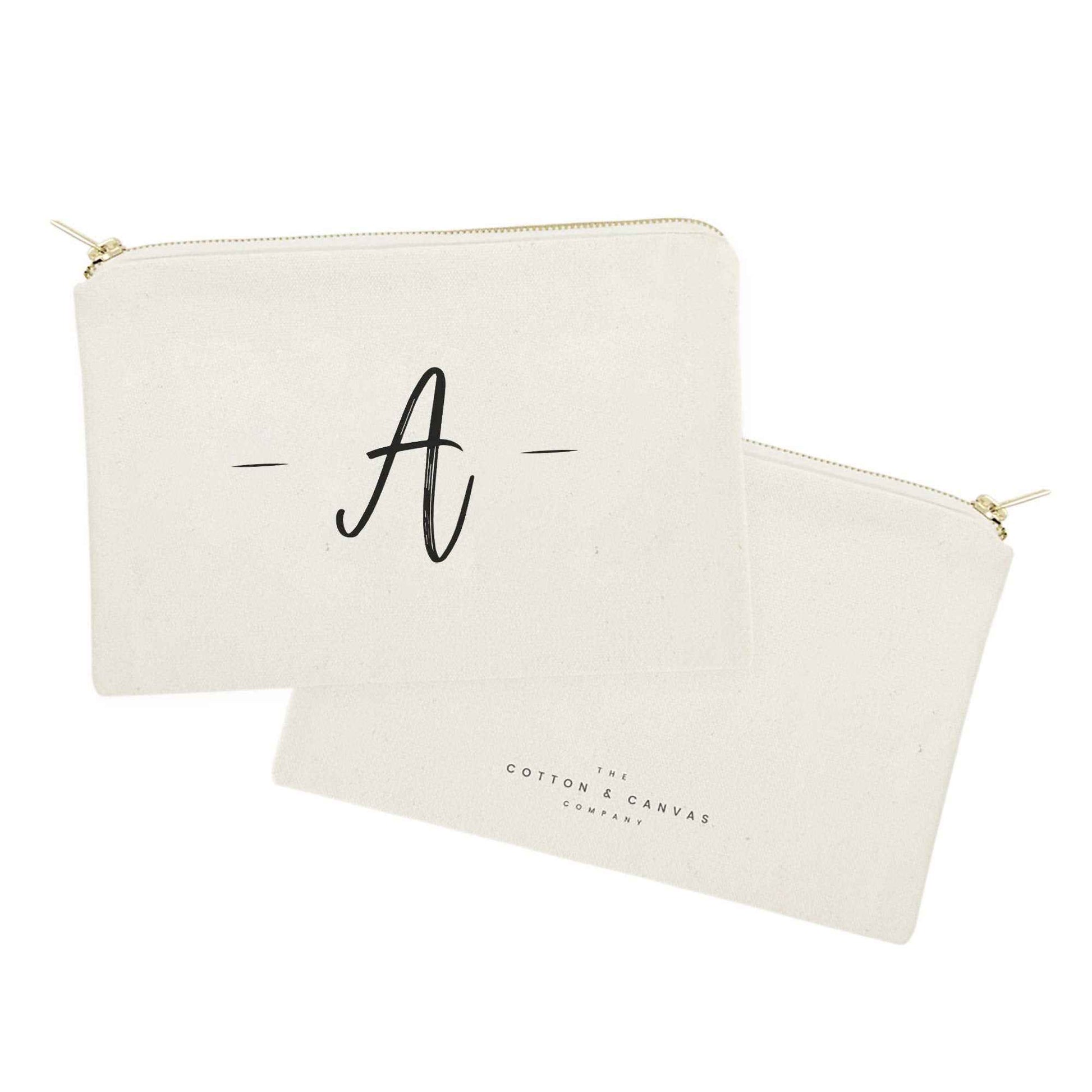 The Cotton & Canvas Co. Personalized Handwritten Monogram A Cosmetic Bag and Travel Make Up Pouch