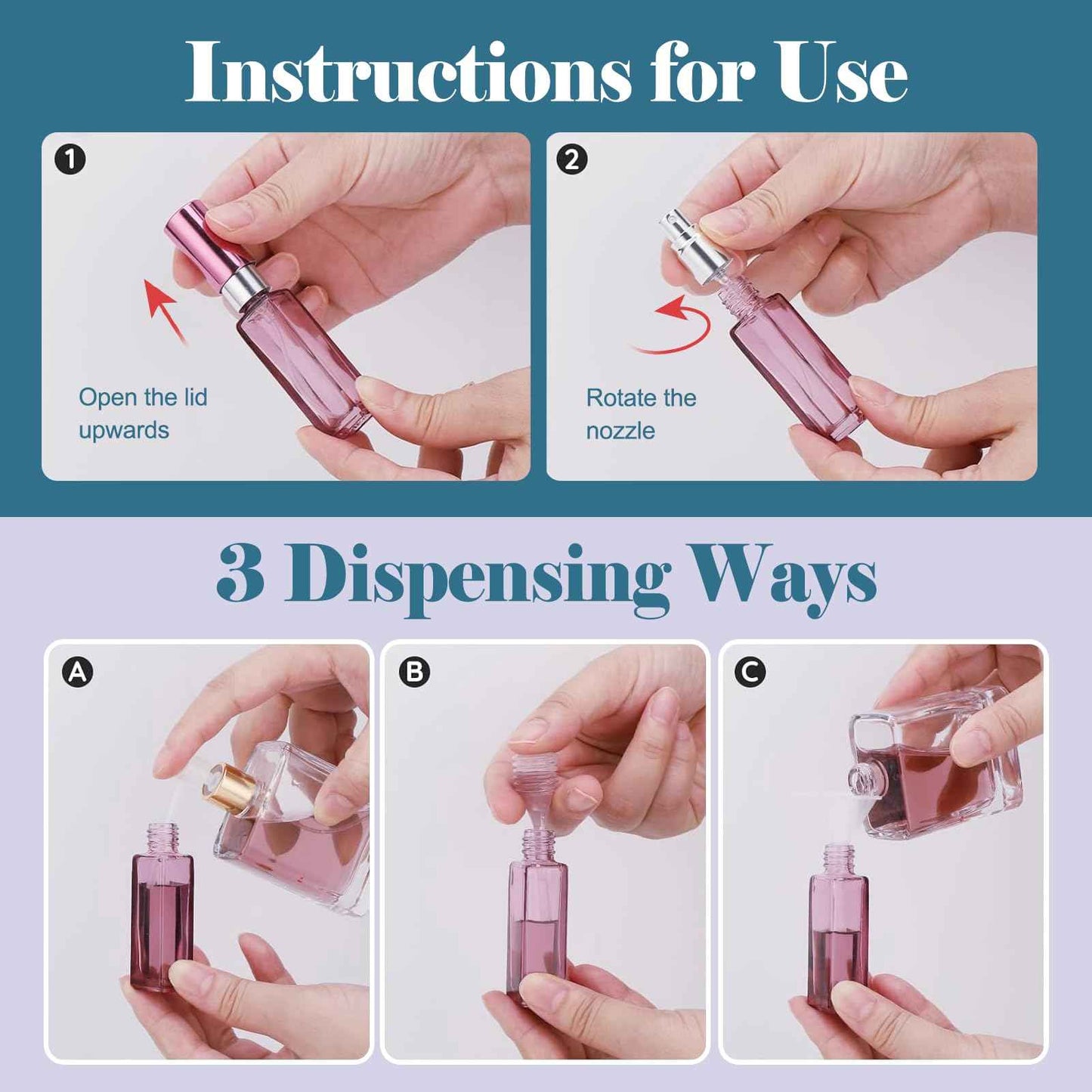 ILZAR 5 PCS Travel Perfume Bottle Refillable, 10ml Empty Mini Perfume Bottle Leakproof Perfume Atomizer Set for Travel, Cologne Bottle Portable Perfume Atomizer Refillable for Women and Men