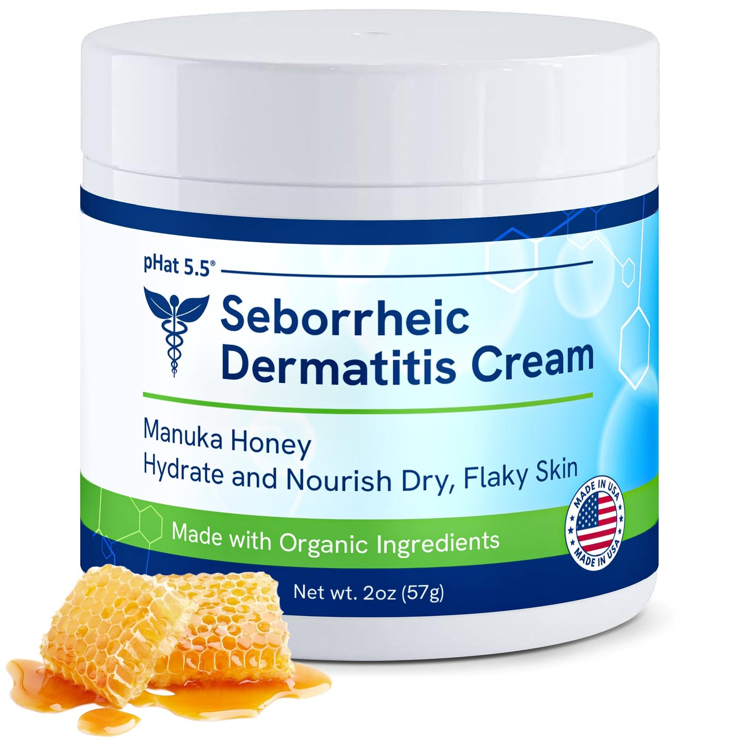 pHat 5.5 Seborrheic dermatitis Moisturizing Cream & Face Lotion for Women - Soothing Redness for Face & Body Cream - Hydrating Face Cream for Dry Skin & Anti Itch Lotion (2oz)