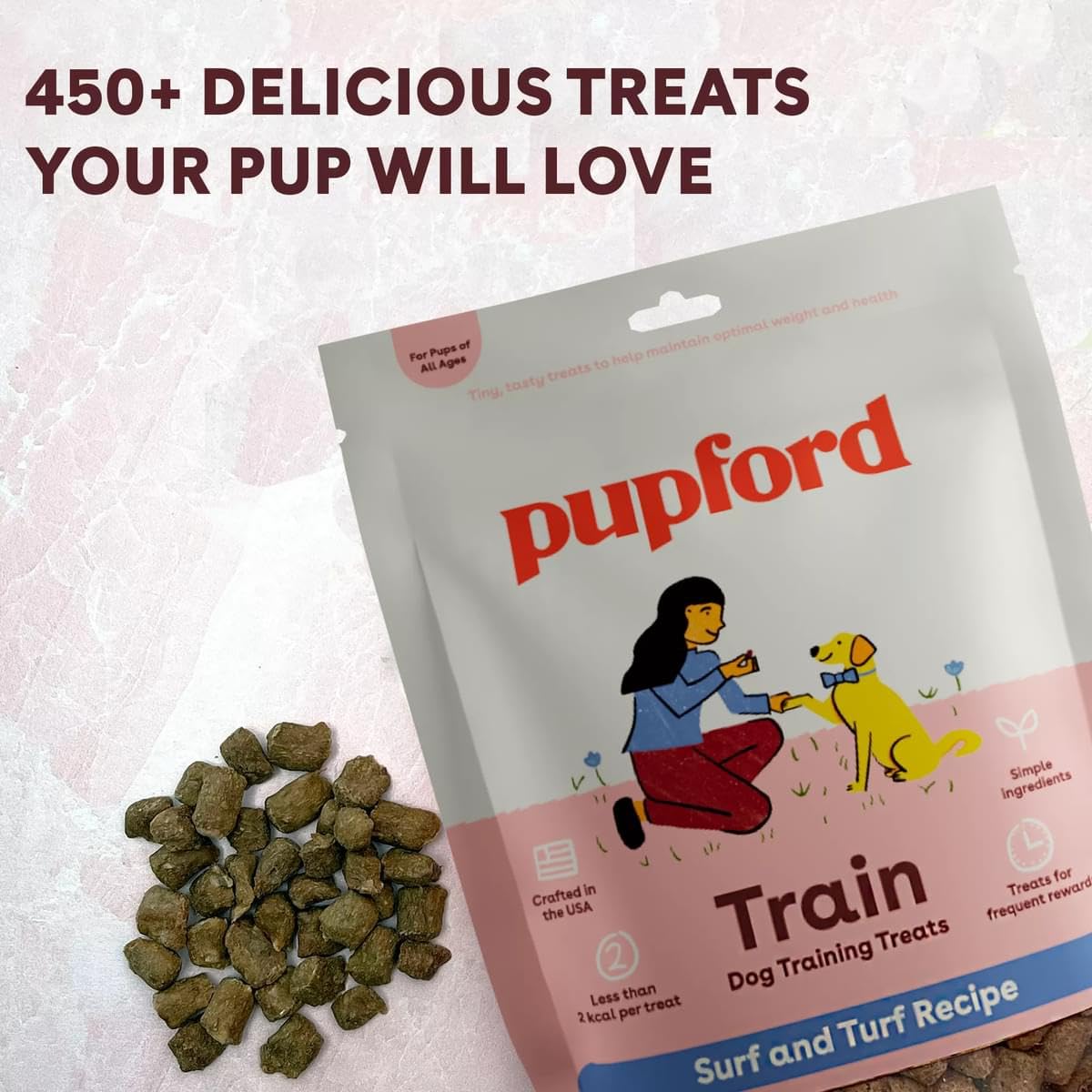 Pupford Freeze Dried Training Treats for Dogs & Puppies, 240+ Six Ingredient Bites (Surf & Turf, 5 oz)