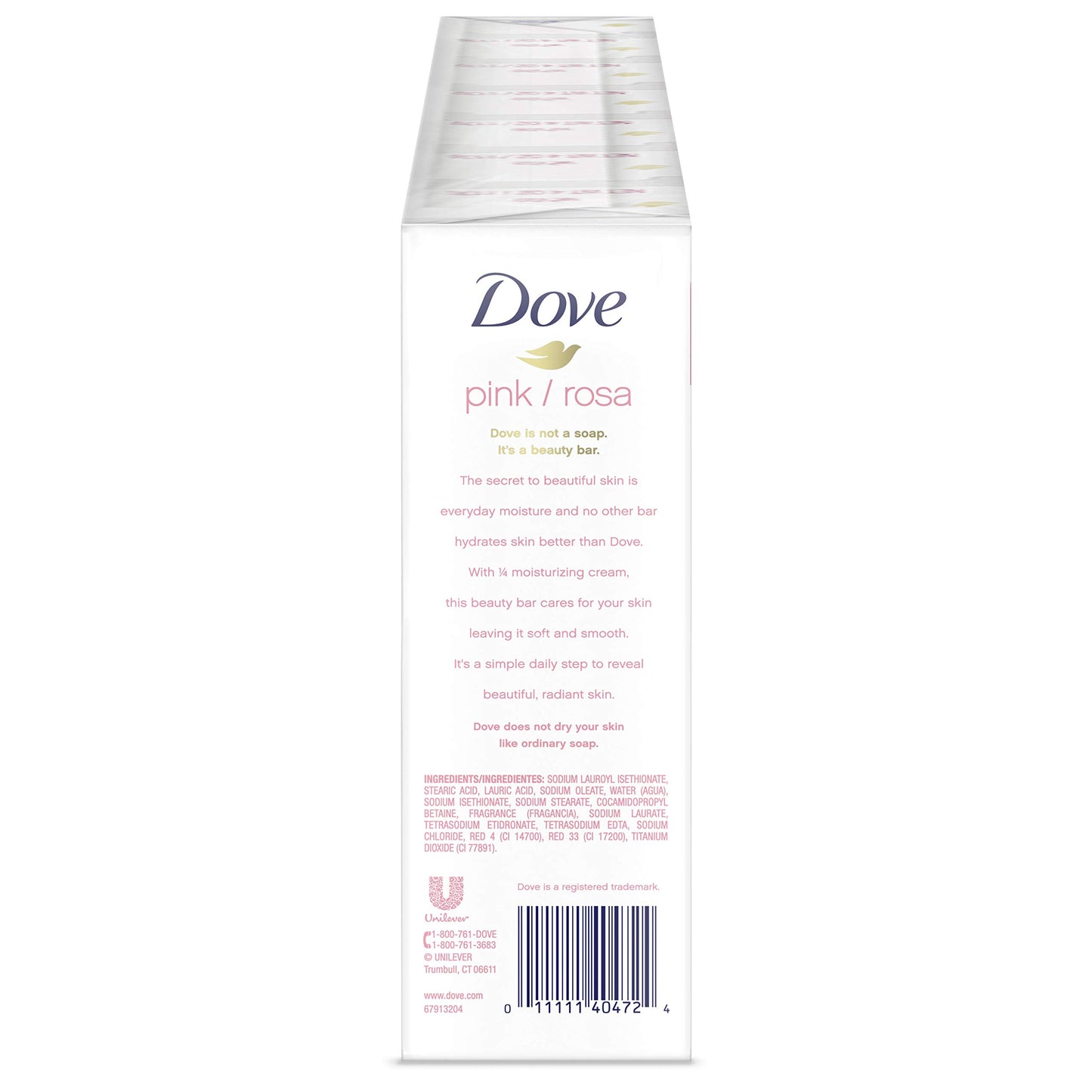 Dove Beauty Bar Gentle Cleanser For Softer and Smoother Skin Pink More Moisturizing Than Ordinary Bar Soap 3.75 oz 10 Bars