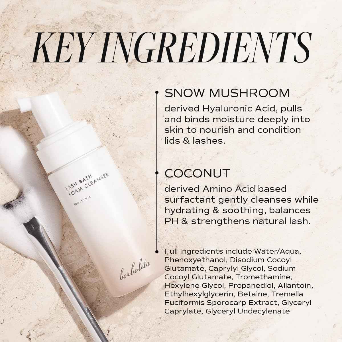 Borboleta Lash Bath Foam Cleanser - Gentle Foam Lash Shampoo - 1.7 fl. Oz.