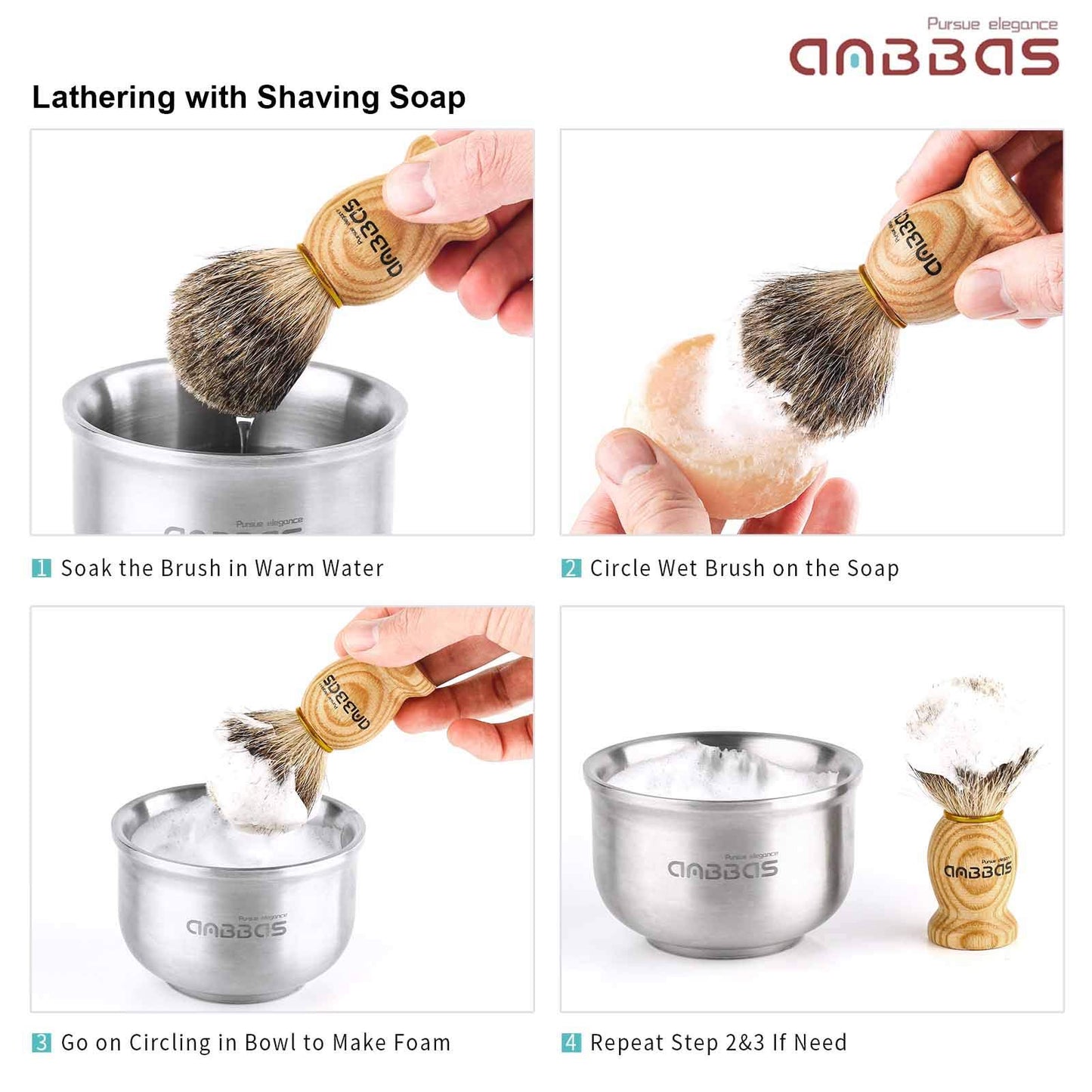 Anbbas Shaving Set with Badger Brush,Stand and Bowl,Shaving Soap,Straight Razor with Bag,10pcs Blades,Shaving Kit for Men