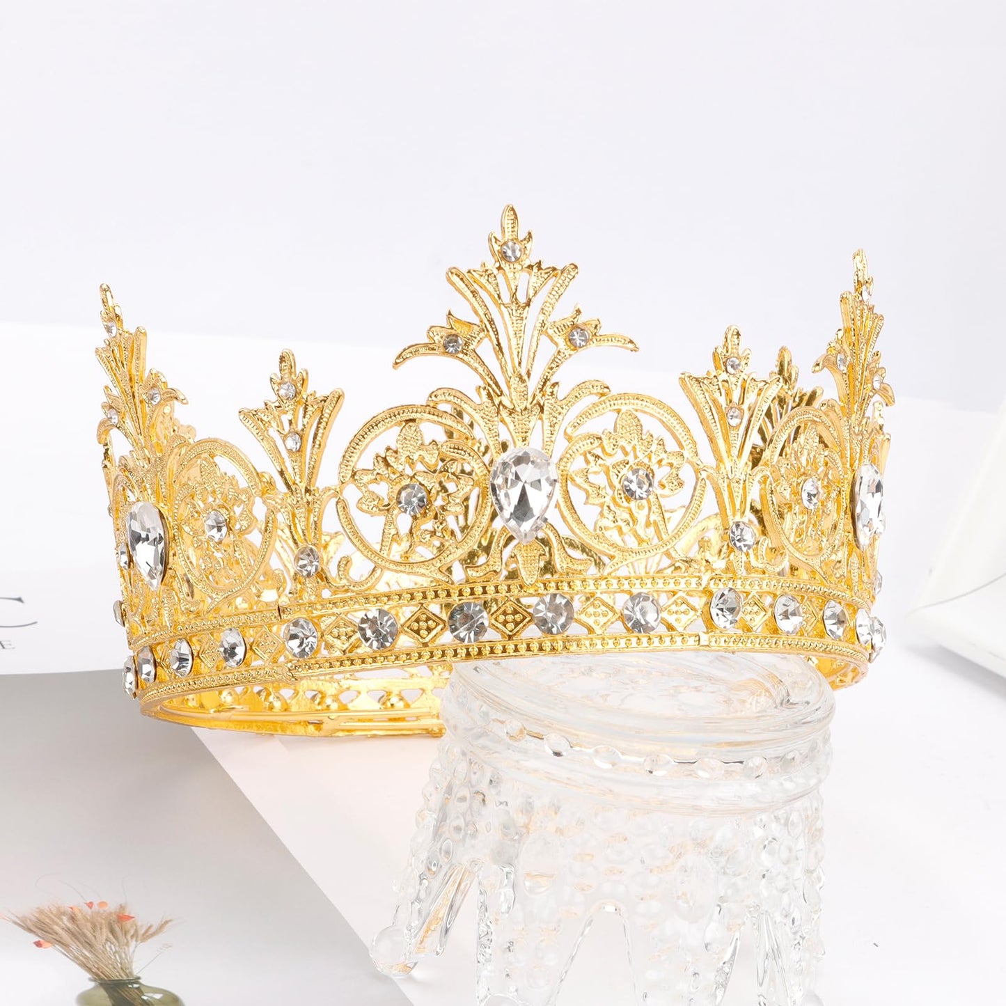 Aprince Queen Crown Crystal Wedding Crowns and Tiaras for Women Princess Bride Crown Hair Accessories for Costume Birthday Party Pageant Prom Rose Gold