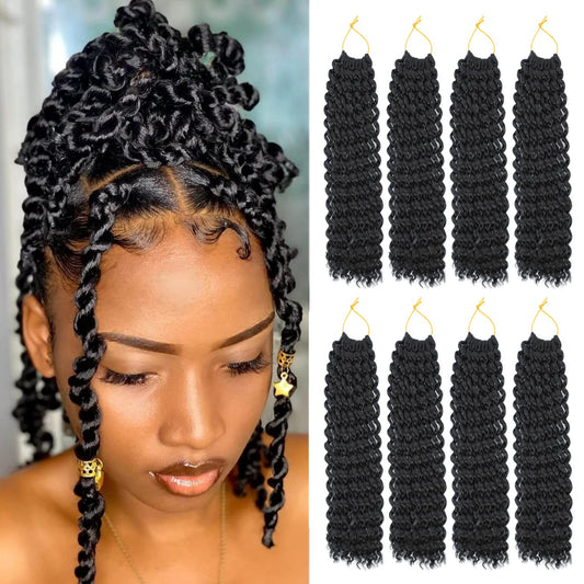 Passion Twist Hair 12 Inch Water Wave Crochet Hair for Black Women Short Passion for Butterfly Locs 8 Packs Bob Spring Synthetic Curly Twist Braiding Hair Extensions 1B Natural Black1