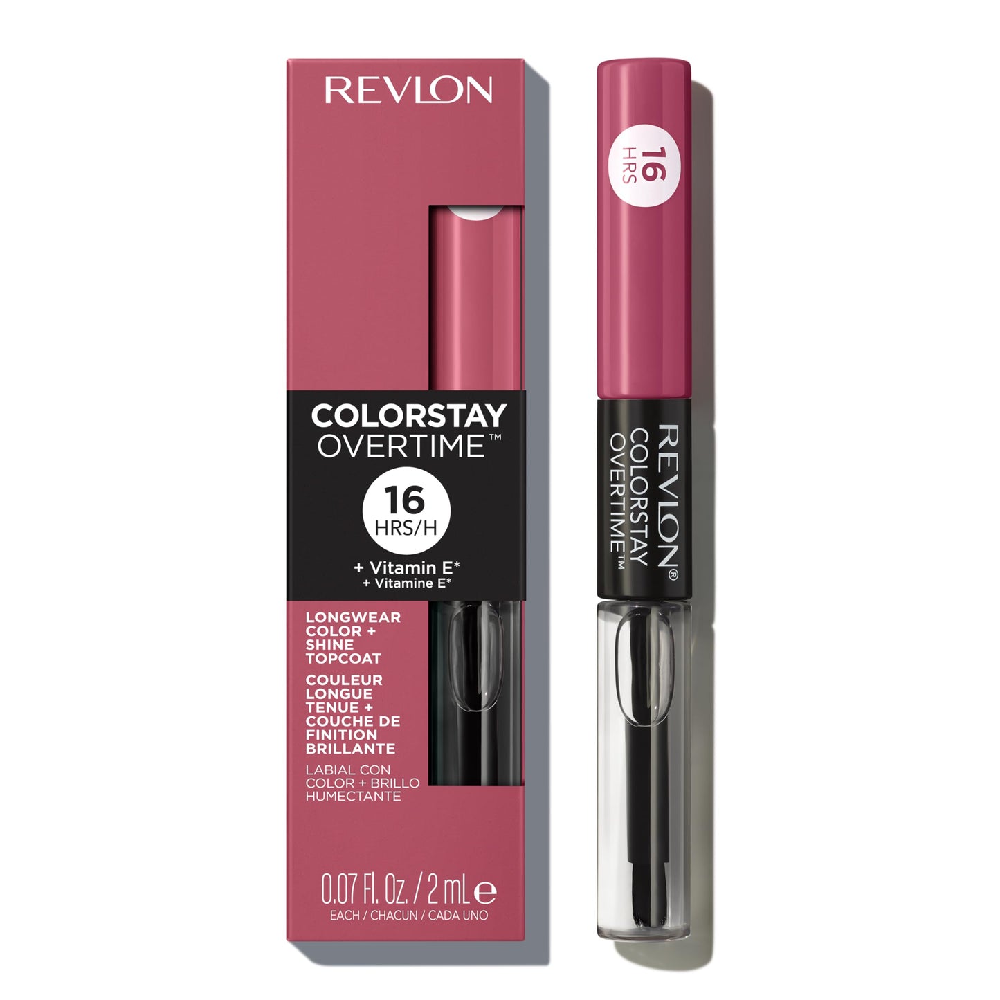 REVLON Liquid Lipstick with Clear Lip Gloss, ColorStay Overtime Lipcolor, Dual Ended with Vitamin E, 005 Infinite Raspberry, 0.07 Fl Oz (Pack of 1)