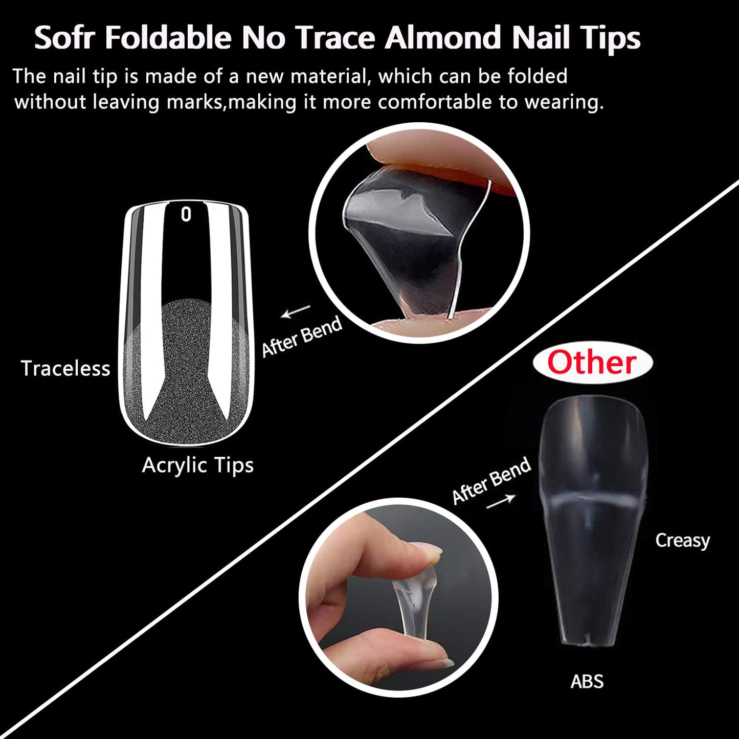 MAGIC ARMOR Square Fake Nails Tips - 504Pcs Upgraded Soft Gel Square Gel Nail Tips Press on Nails Pre-shape Clear Square Nails Tips for Full Cover Acrylic Square Nails French False Nails For Nail Exte