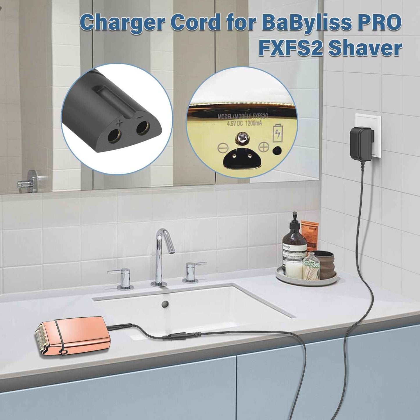 HIENADTOR 4.5V 1.2A Shaver Trimmer Charger Compatible with BaByliss PRO FXFS2 Power Cord AC Adapter for BaByliss PRO FX-FS2 FXFS2 Foilfx02 Foil FX02 FXFS2G Cordless Metal Double Foil Shaver Beard