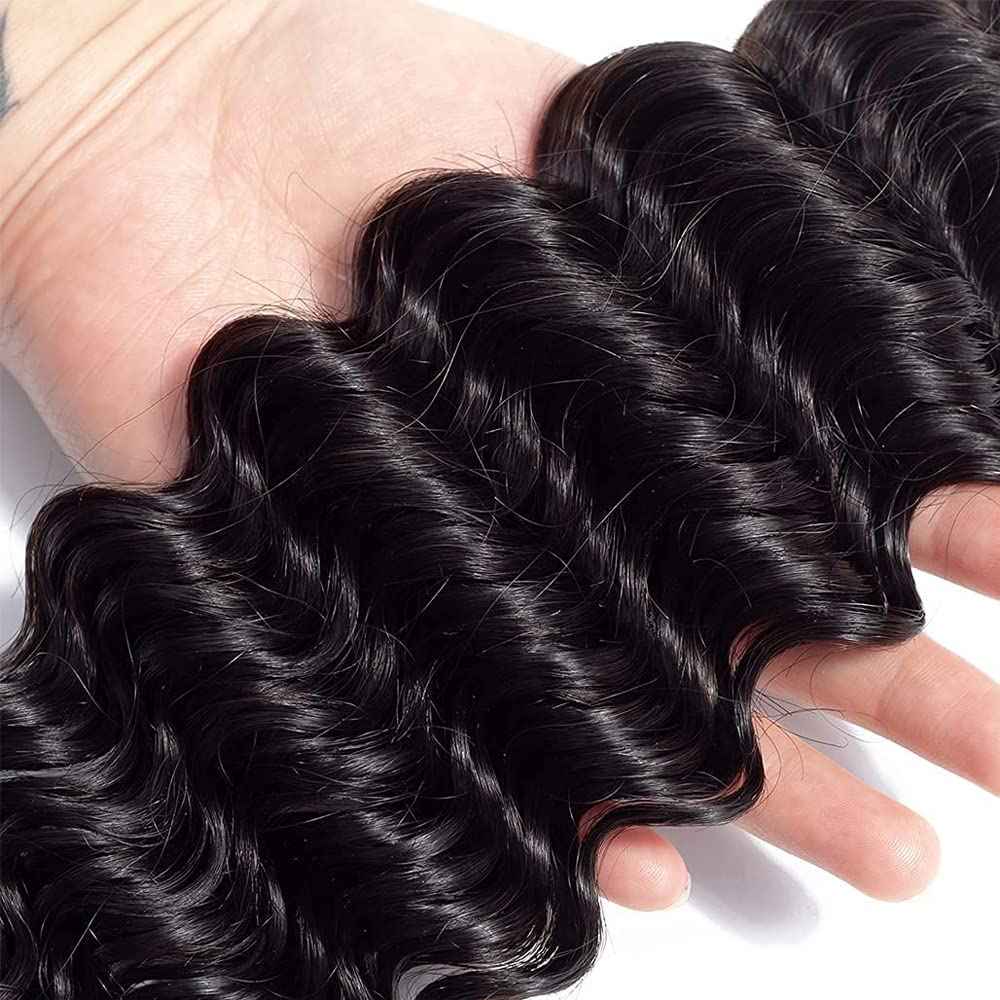 1B Human Hair Bundles Deep Wave Human Hair Bundles Wet and Wavy Bundle 14 16 18 inch 150g Brazilian Remy Deep Wave Bundle