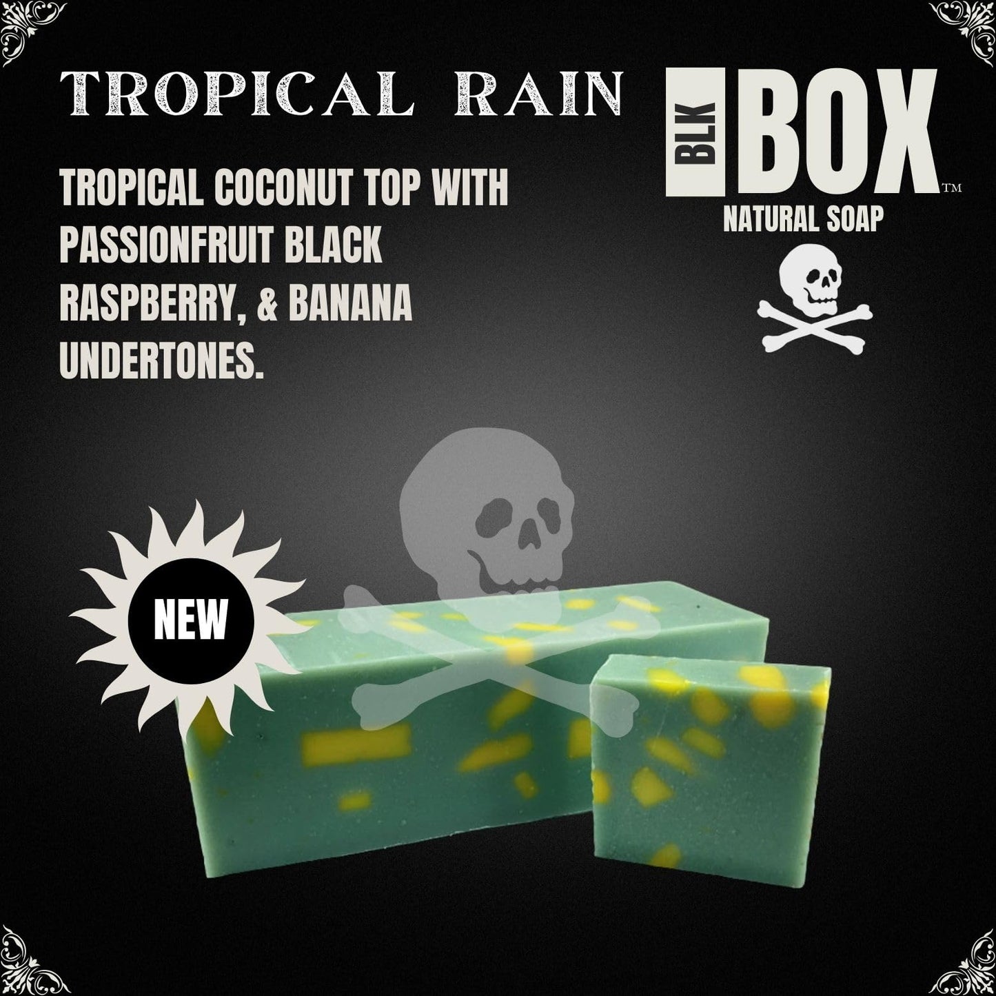 Black Box USA MADE 5oz Men's Natural Bar Soap Made from Natural Oils - Handmade Cold Process, No Harsh Chemicals, Tropical Earthy Coconut Raspberry & More (TROPICAL RAIN)