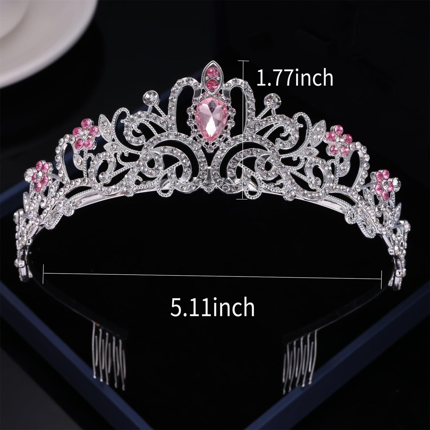 Kamirola - Crystal Tiara Crowns For Women Girls Princess Elegant Crown with Combs Women's Headbands Bridal Wedding Prom Birthday Party Headbands for Women(06) (SilPink06)