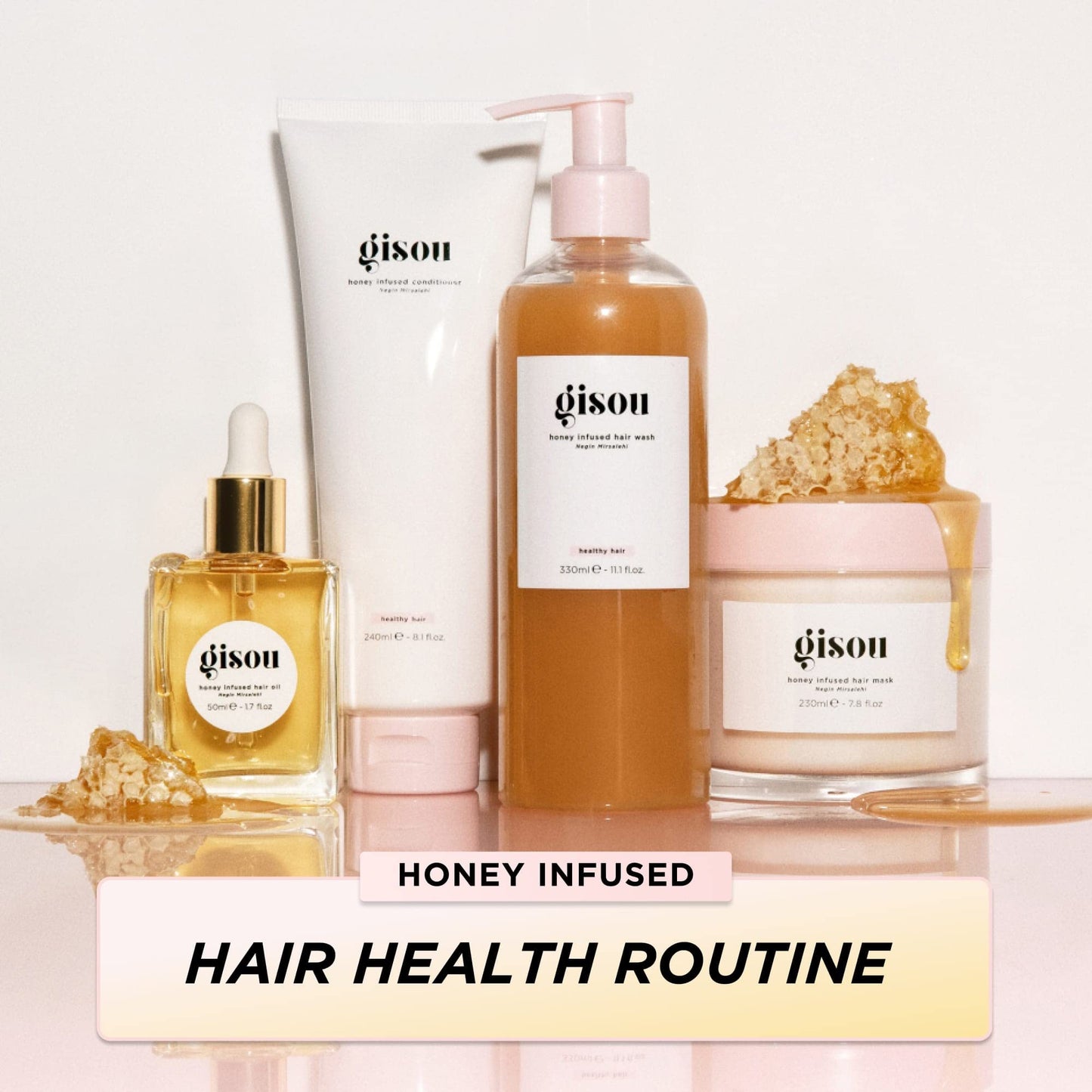 Gisou Honey Infused Conditioner, Weightless and Nourishing Conditioner Enriched with Mirsalehi Honey, Helps Moisturize, Detangle, Smooth and Soften (8.1 fl oz)