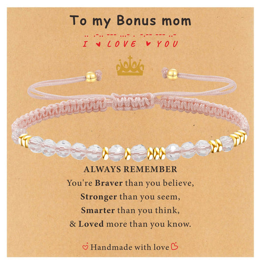 TAGOMEI Bonus Mom Gifts Morse Code Bracelets for Women Mothers Day Gifts for Bonus Mom Step Mom Mothers Day Gifts for Mom from Daughter Son, Unique Inspirational Birthday Gifts for Women Mom Presents