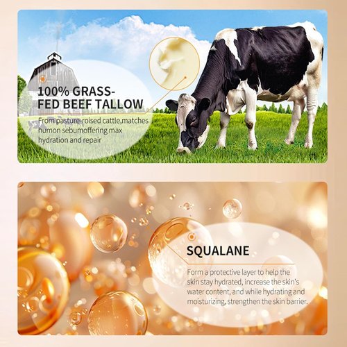 Marroomi Tallow Honey Balm, Tallow and Honey Balm for Face, 100% Organic Whipped Beef Tallows Face Moisturizer with Raw Honeys and Beeswax, Deep Nourishing (1Pcs)