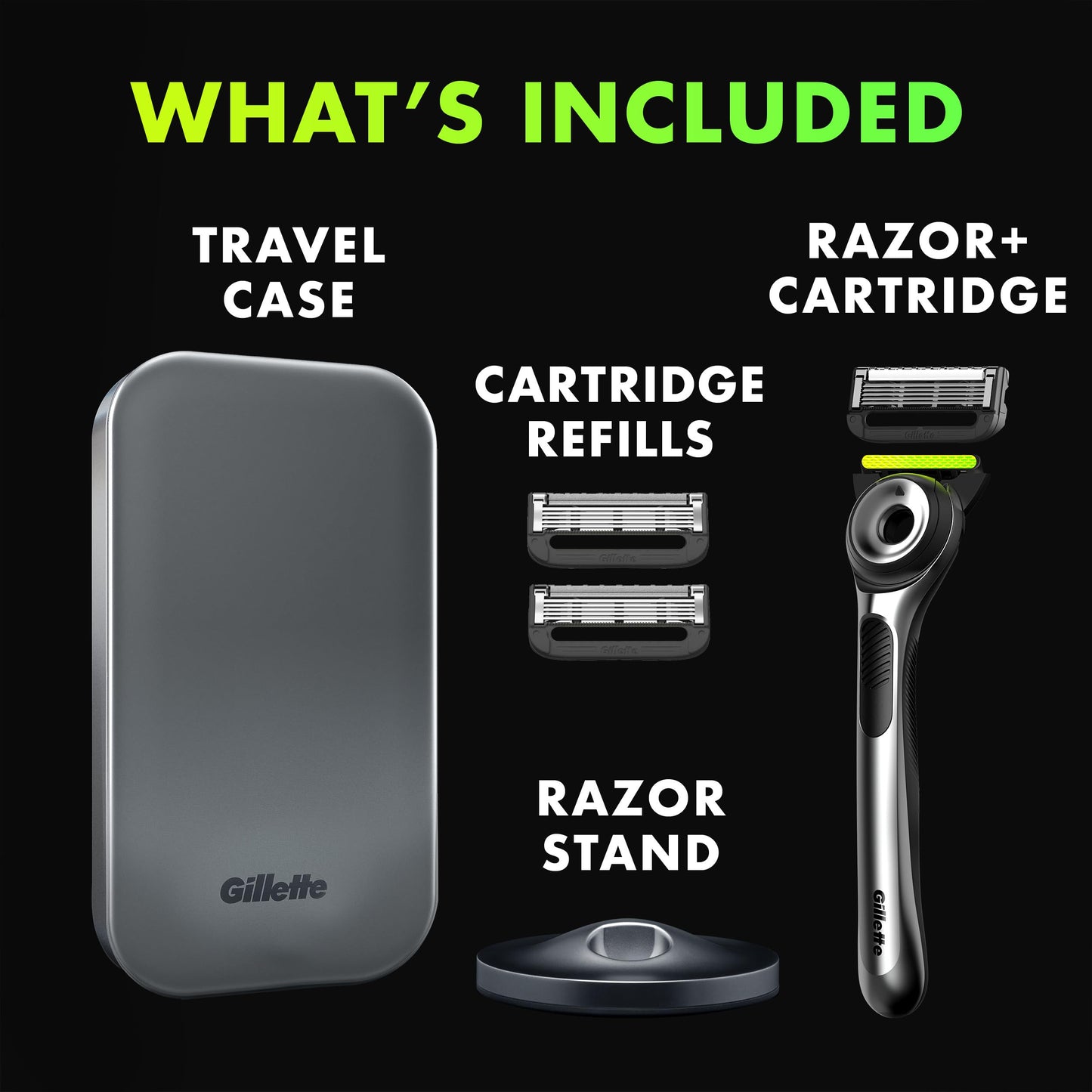 Gillette Labs with Exfoliating Bar by Gillette Mens Razor and Travel Case, Shaving Kit for Men, Storage on the Go, Includes Travel Case, 1 Handle, 3 Razor Blade Refills, and Premium Magnetic Stand