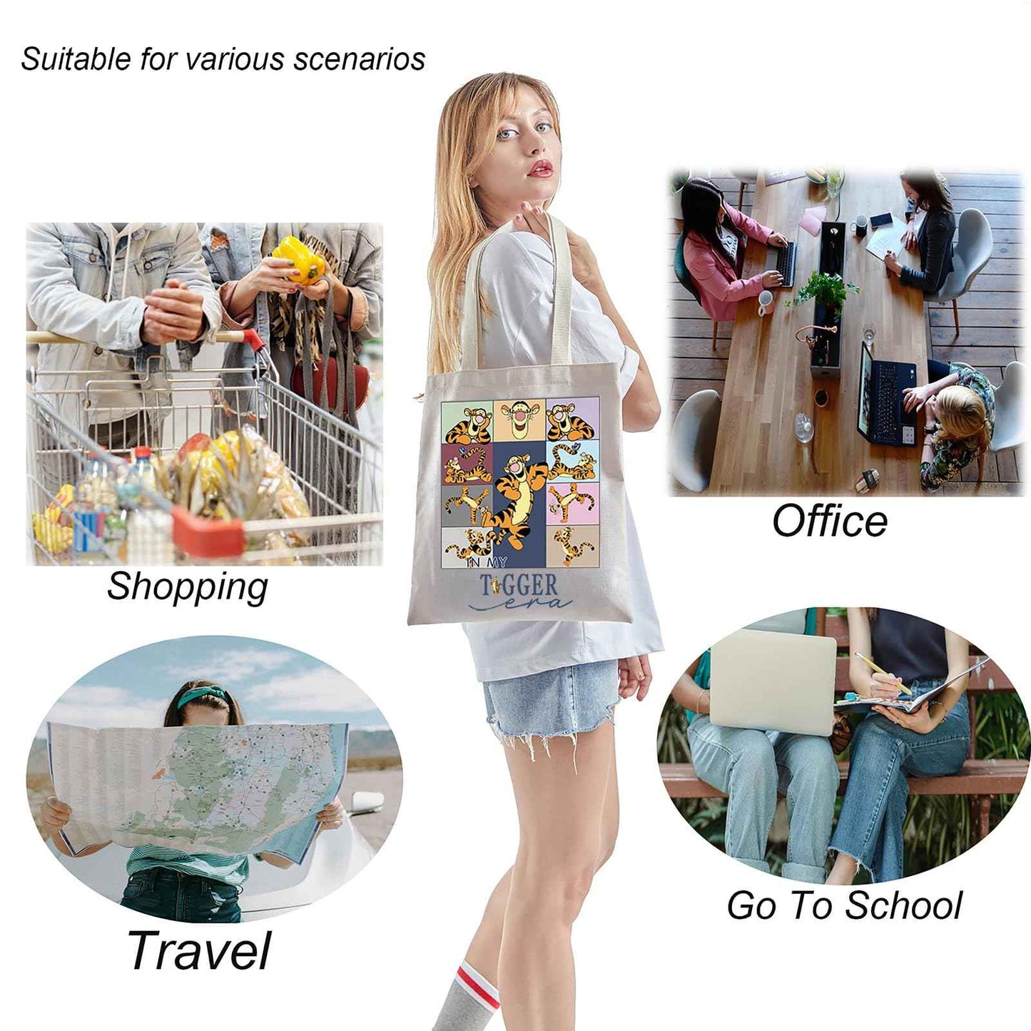 TSOTMO Cartoon Merchandise Eco Tote Bag Tiger Gift WDW Gift Tiger WDW Trip Travel Toiletry Bag For Cartoon Fans (Tiger Era)