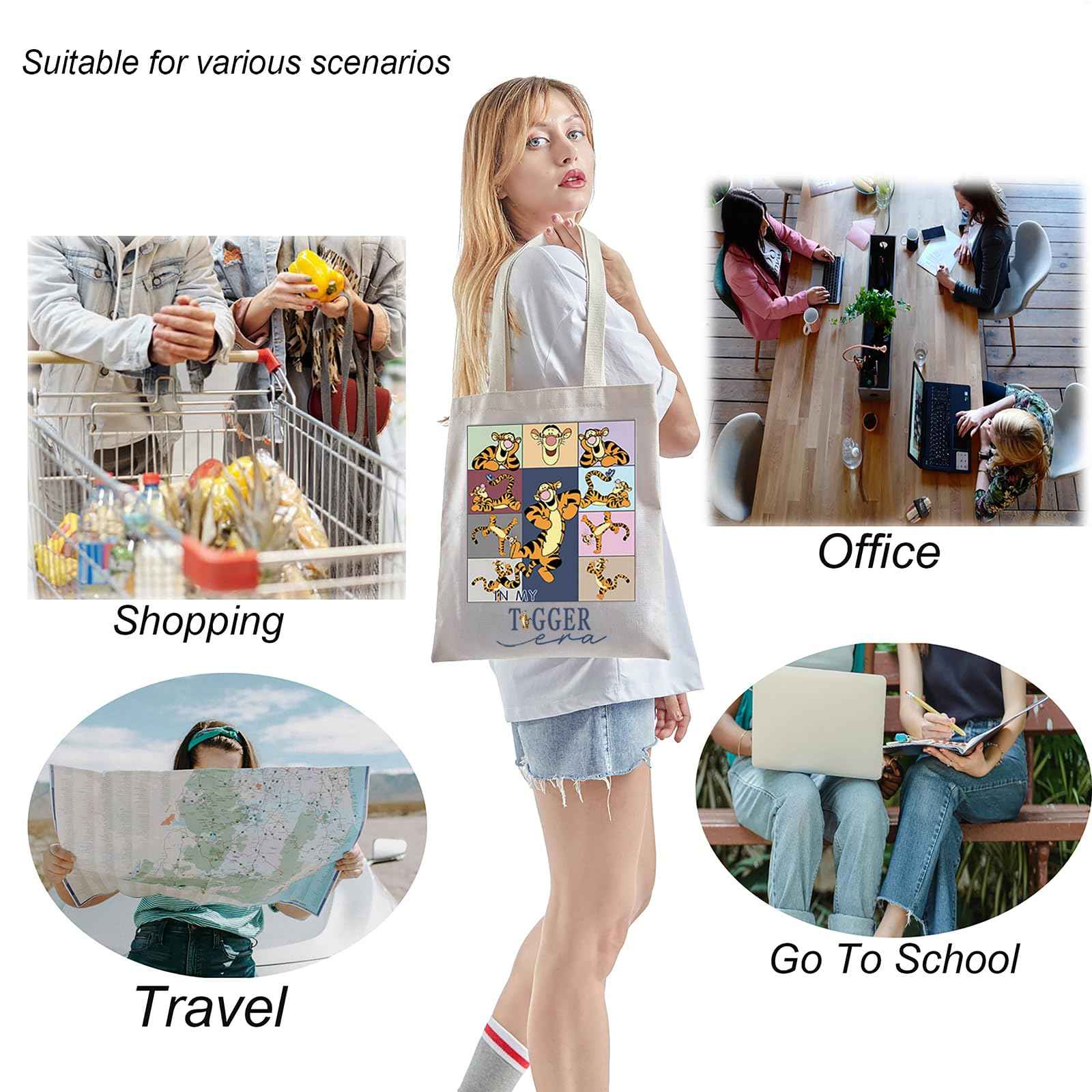 TSOTMO Cartoon Merchandise Eco Tote Bag Tiger Gift WDW Gift Tiger WDW Trip Travel Toiletry Bag For Cartoon Fans (Tiger Era)