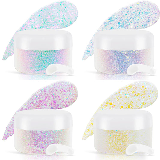 Corleone Holographic Body Glitter Gel for Body, Face, Hair, Lip Nail, Eyeshadow, Color Changing Long Lasting Sparkle Shiny Shifting Glitter Gel for Festivals and Parties Rave (SET)